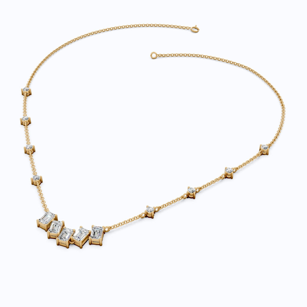 Elegant Five Stone Bar Unique Pendant Necklace with Station Diamonds in Lab Grown Diamond - 14k Solid Gold, Wedding Gift for Her - Shoora Designs