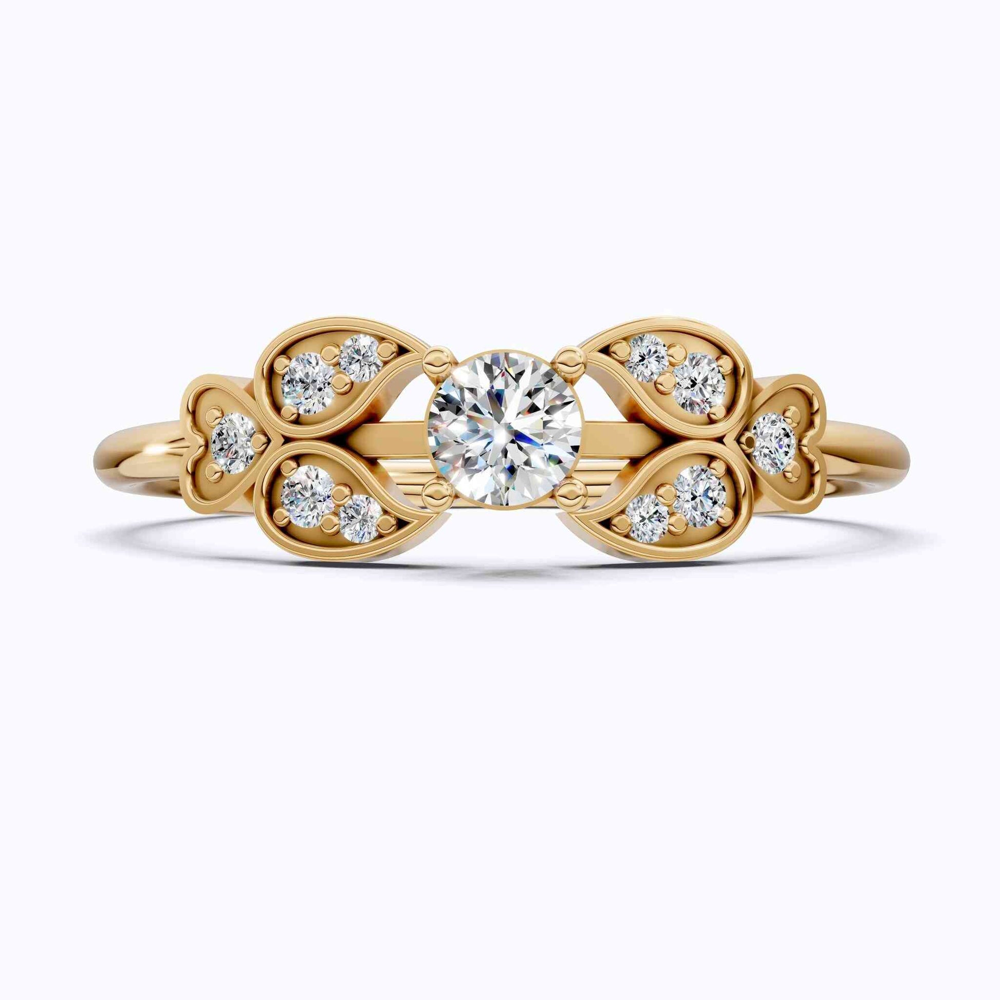 Elegant Floral Cluster Engagement Ring in 14K Solid Gold, 0.18 TCW Round Cut Lab Grown Diamonds, Promise Ring, Gift For Her