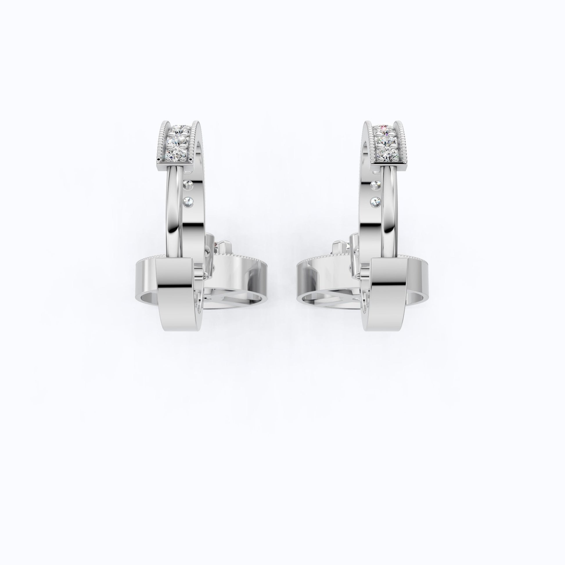 Elegant Halo Drop Hoop Earrings in 14K Solid Gold, 0.92 CT Round Cut Lab Created Diamond, Bridal Jewelry, Gift for Her - Shoora Designs