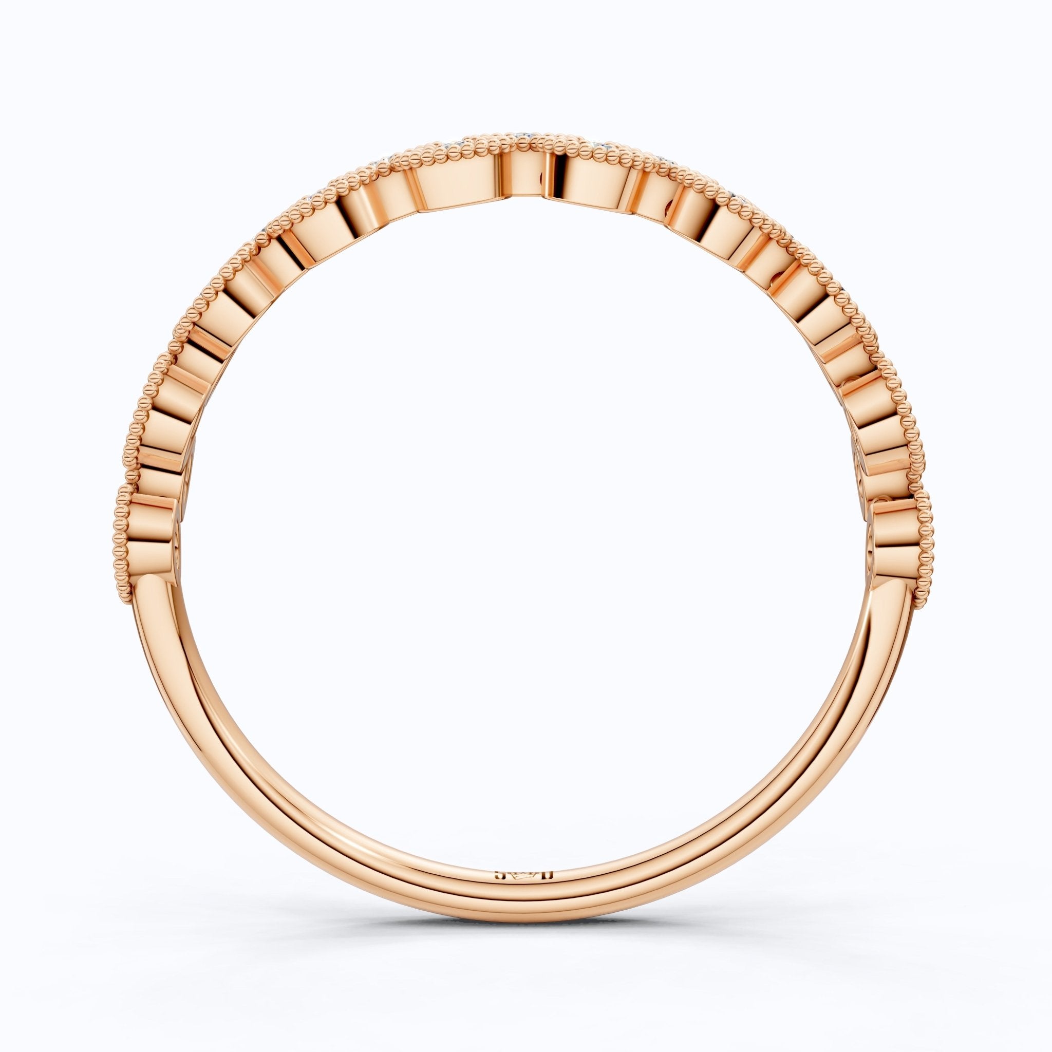 Elegant Marquise Milgrain Eternity Wedding Band in 14K Solid Gold, 0.08 TCW Round Cut Lab Grown Diamonds, Vintage Ring, Birthday Gift for Mom - Shoora Designs