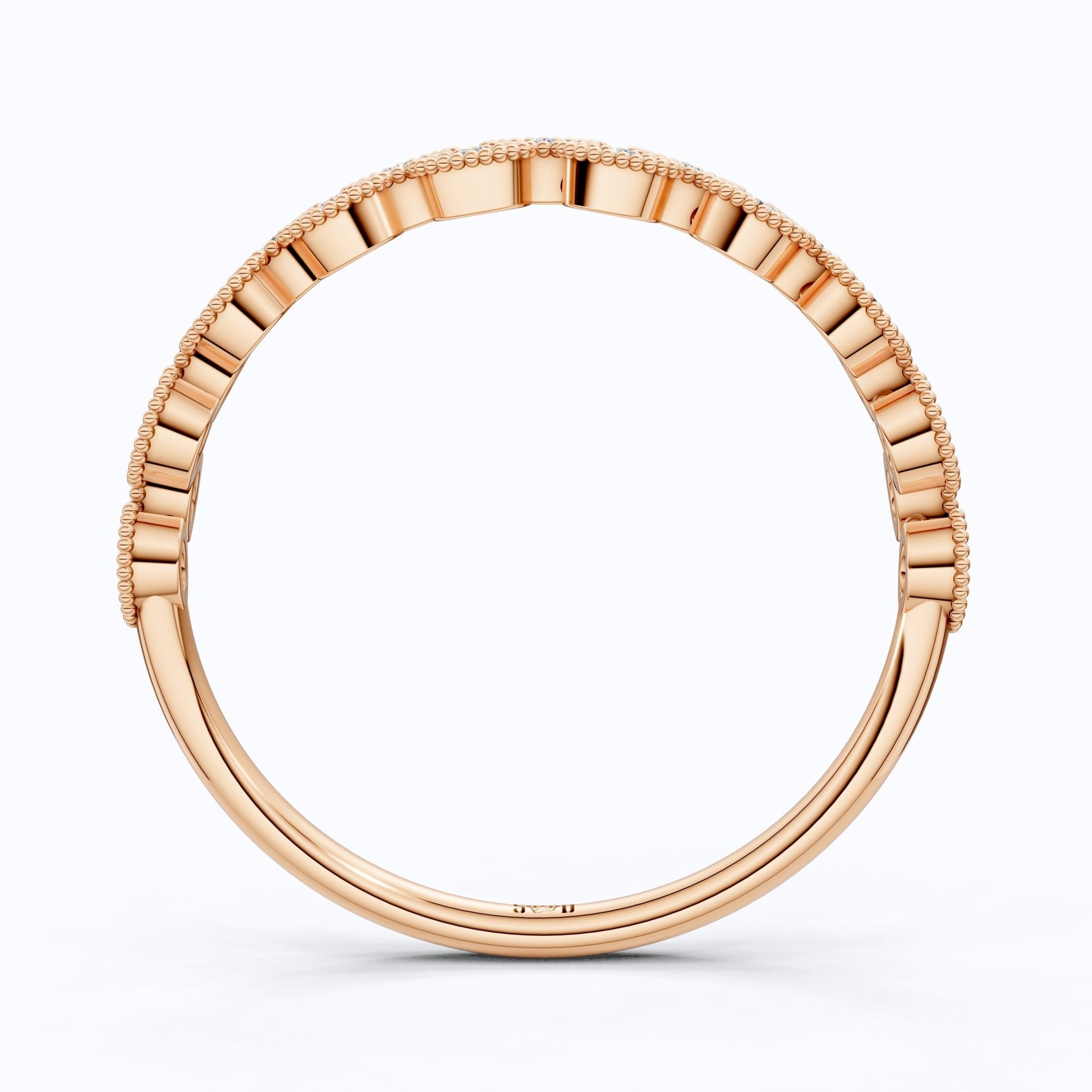 Elegant Marquise Milgrain Eternity Wedding Band in 14K Solid Gold, 0.08 TCW Round Cut Lab Grown Diamonds, Vintage Ring, Birthday Gift for Mom - Shoora Designs