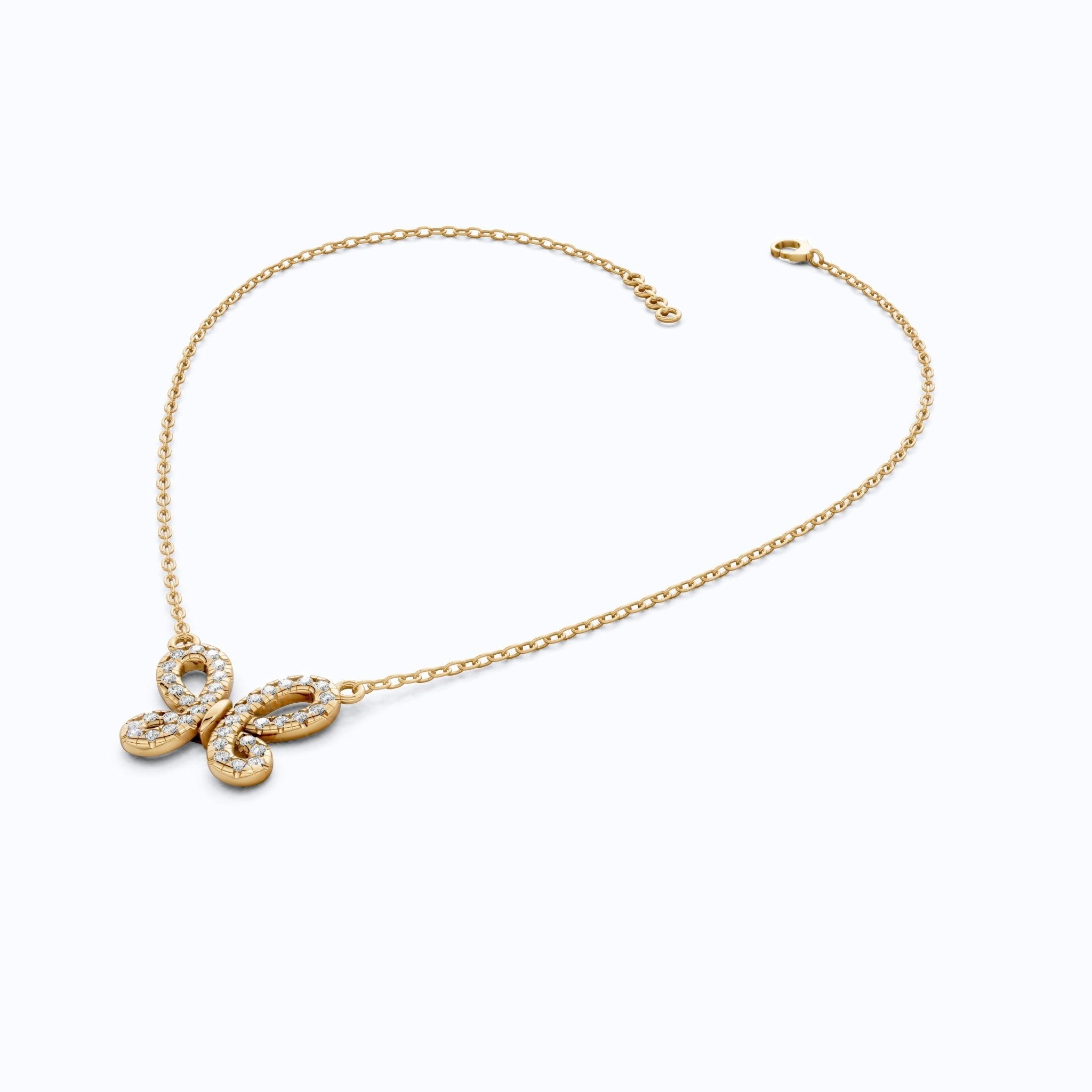 Elegant Pave Butterfly Diamond Pendant in 14k Solid Gold, 0.38 TCW Round Cut Lab Grown Diamonds, Romantic Gift for Her, Everyday Pendant - Shoora Designs