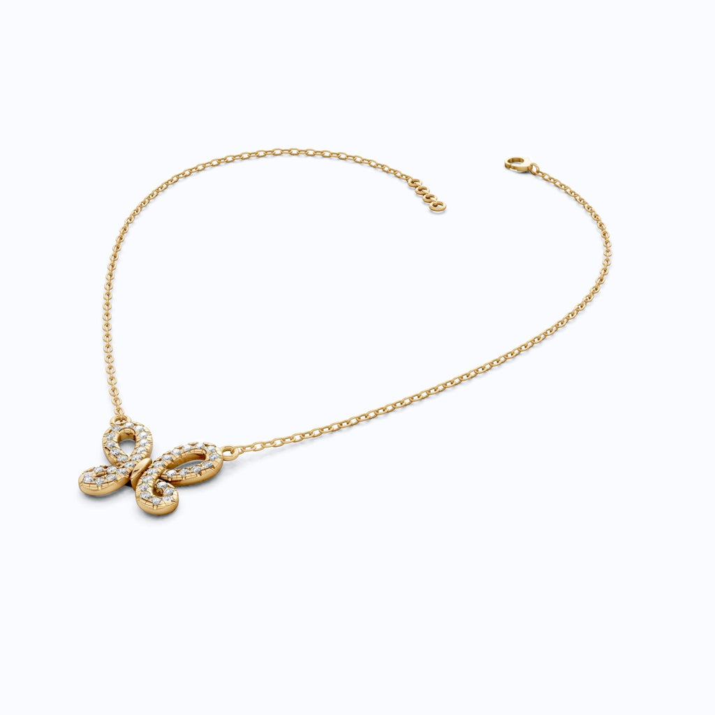 Elegant Pave Butterfly Diamond Pendant in 14k Solid Gold, 0.38 TCW Round Cut Lab Grown Diamonds, Romantic Gift for Her, Everyday Pendant - Shoora Designs