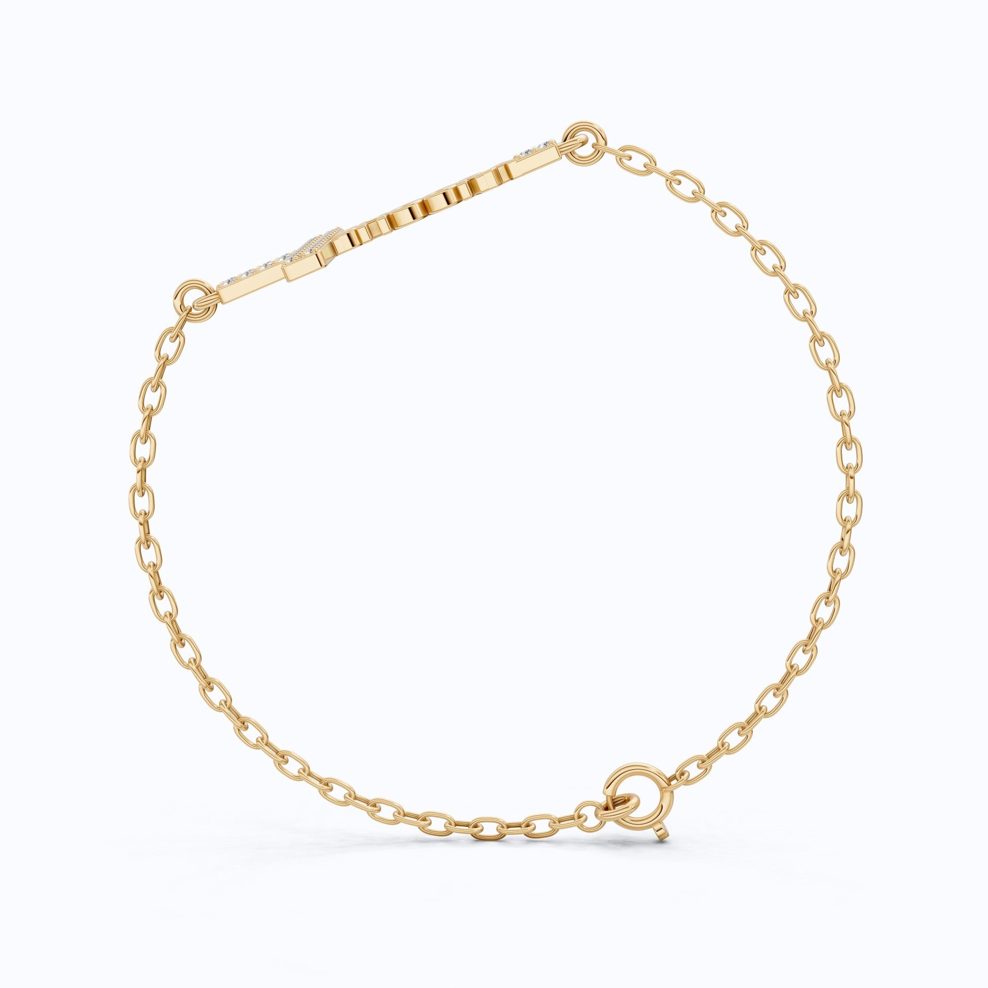 Elegant Pavé Cross Personalized Chain Bracelet in 14K Solid Gold, 0.18 TCW Round Cut Lab Grown Diamonds, Bridal Jewelry, Wedding Jewelry, Birthday Gift for Her - Shoora Designs