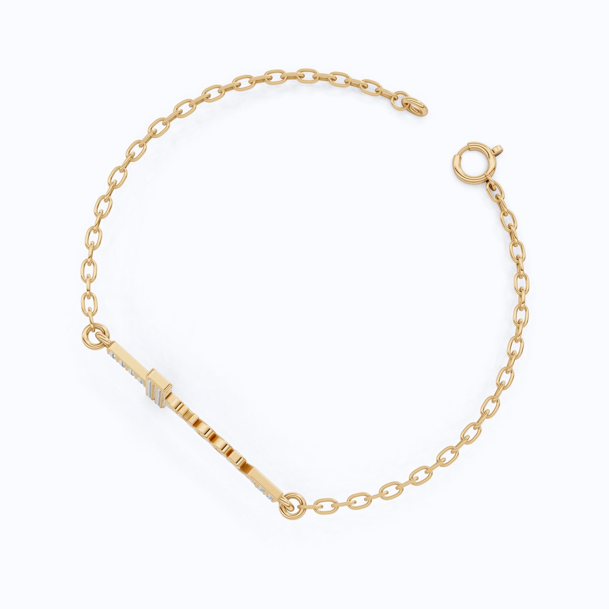 Elegant Pavé Cross Personalized Chain Bracelet in 14K Solid Gold, 0.18 TCW Round Cut Lab Grown Diamonds, Bridal Jewelry, Wedding Jewelry, Birthday Gift for Her - Shoora Designs