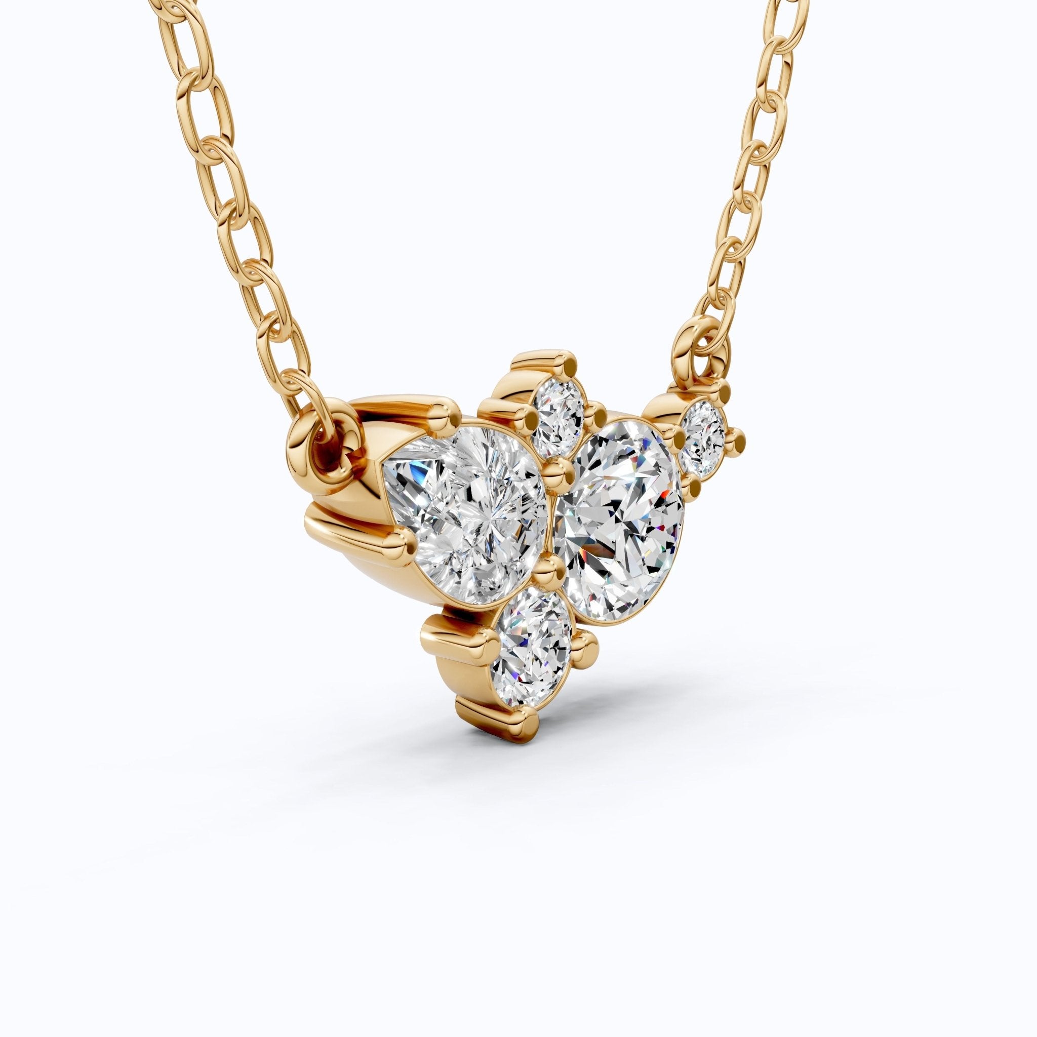 Elegant Pear & Round Multi - Stone Pendant in 14K Solid Gold, 1.12 TCW Pear/Round Cut Lab Grown Diamonds, Bridal Jewelry, Wedding Gift for Her - Shoora Designs