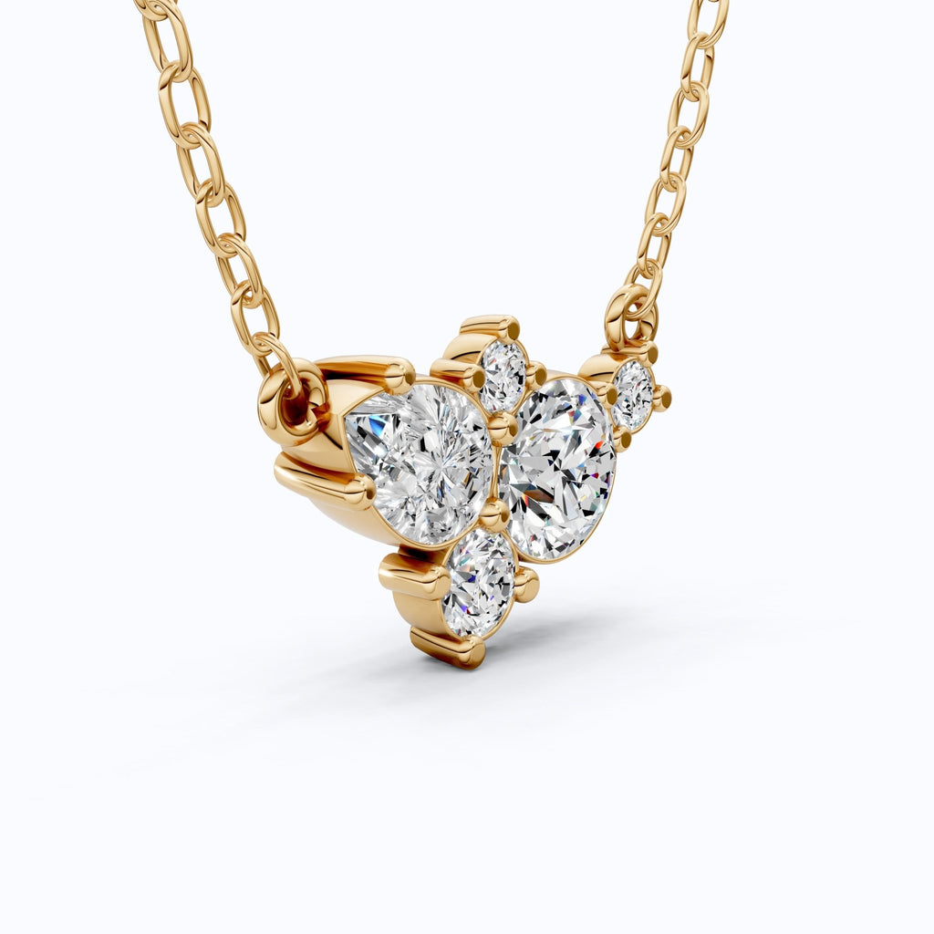 Elegant Pear & Round Multi - Stone Pendant in 14K Solid Gold, 1.12 TCW Pear/Round Cut Lab Grown Diamonds, Bridal Jewelry, Wedding Gift for Her - Shoora Designs
