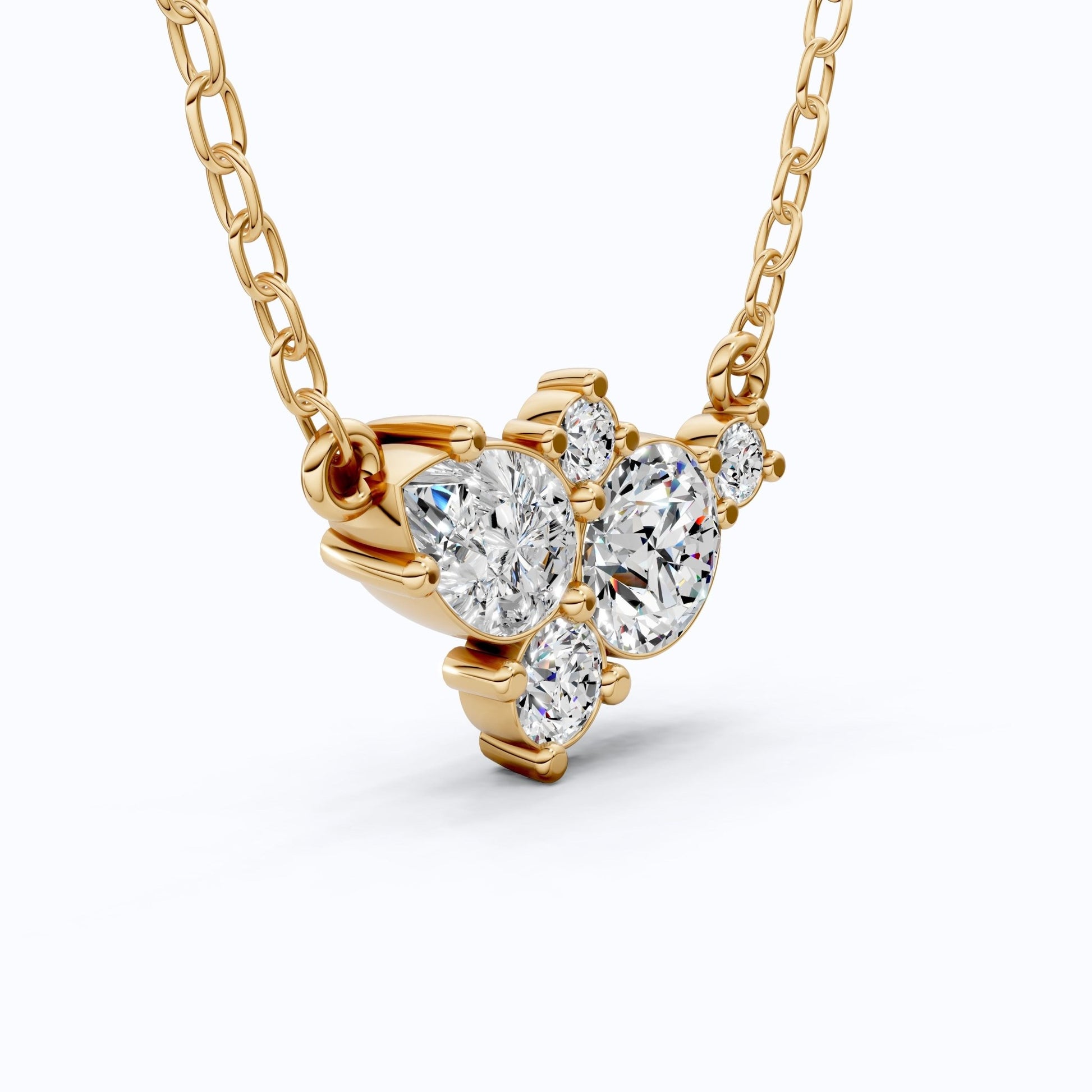 Elegant Pear & Round Multi - Stone Pendant in 14K Solid Gold, 1.12 TCW Pear/Round Cut Lab Grown Diamonds, Bridal Jewelry, Wedding Gift for Her - Shoora Designs
