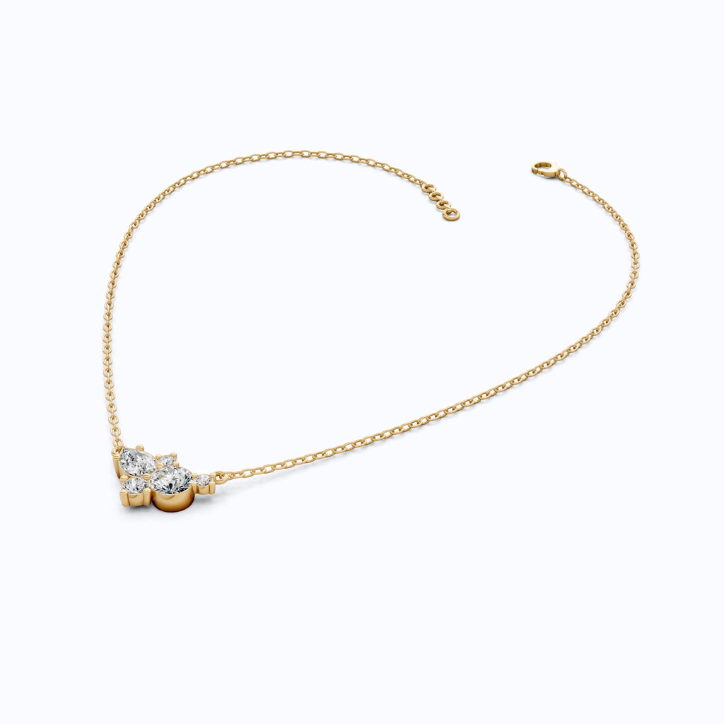 Elegant Pear & Round Multi - Stone Pendant in 14K Solid Gold, 1.12 TCW Pear/Round Cut Lab Grown Diamonds, Bridal Jewelry, Wedding Gift for Her - Shoora Designs