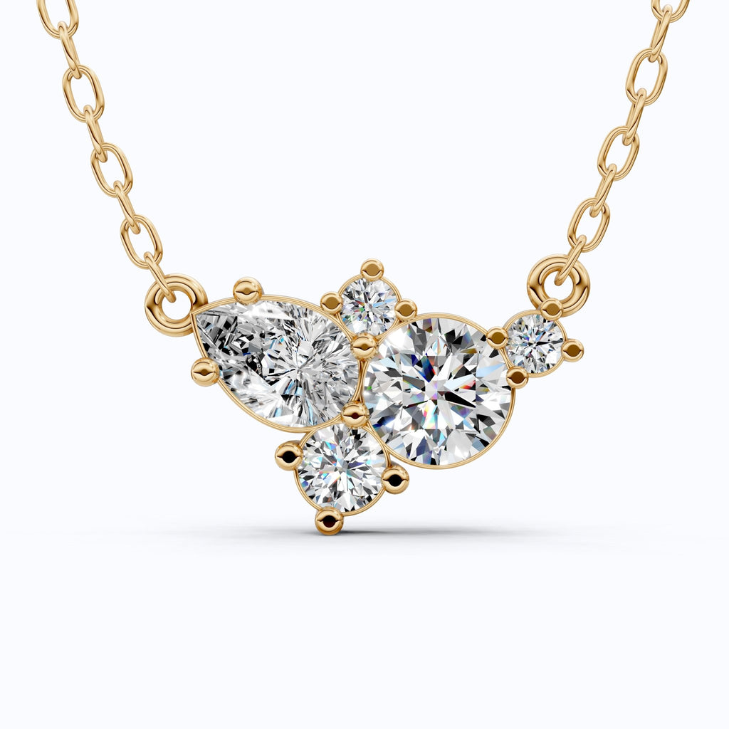 Elegant Pear & Round Multi - Stone Pendant in 14K Solid Gold, 1.12 TCW Pear/Round Cut Lab Grown Diamonds, Bridal Jewelry, Wedding Gift for Her - Shoora Designs