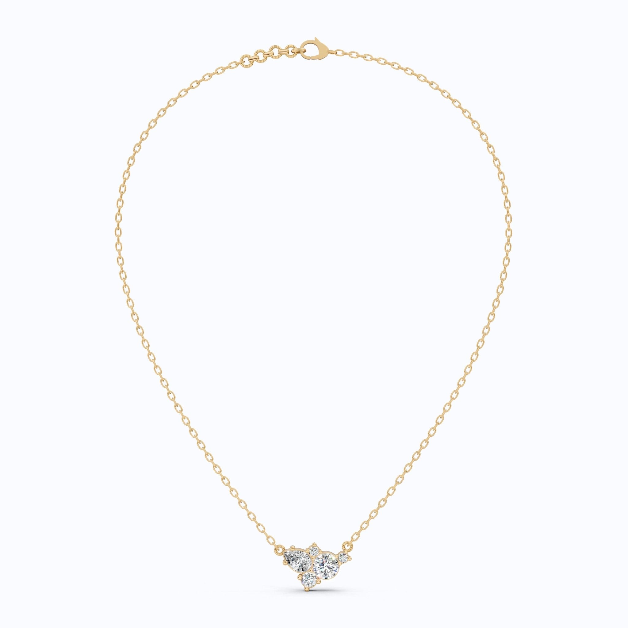 Elegant Pear & Round Multi - Stone Pendant in 14K Solid Gold, 1.12 TCW Pear/Round Cut Lab Grown Diamonds, Bridal Jewelry, Wedding Gift for Her - Shoora Designs