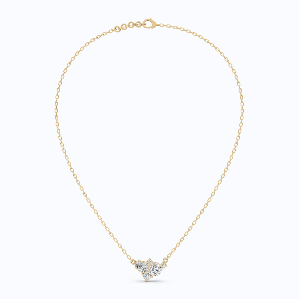 Elegant Pear & Round Multi - Stone Pendant in 14K Solid Gold, 1.12 TCW Pear/Round Cut Lab Grown Diamonds, Bridal Jewelry, Wedding Gift for Her - Shoora Designs
