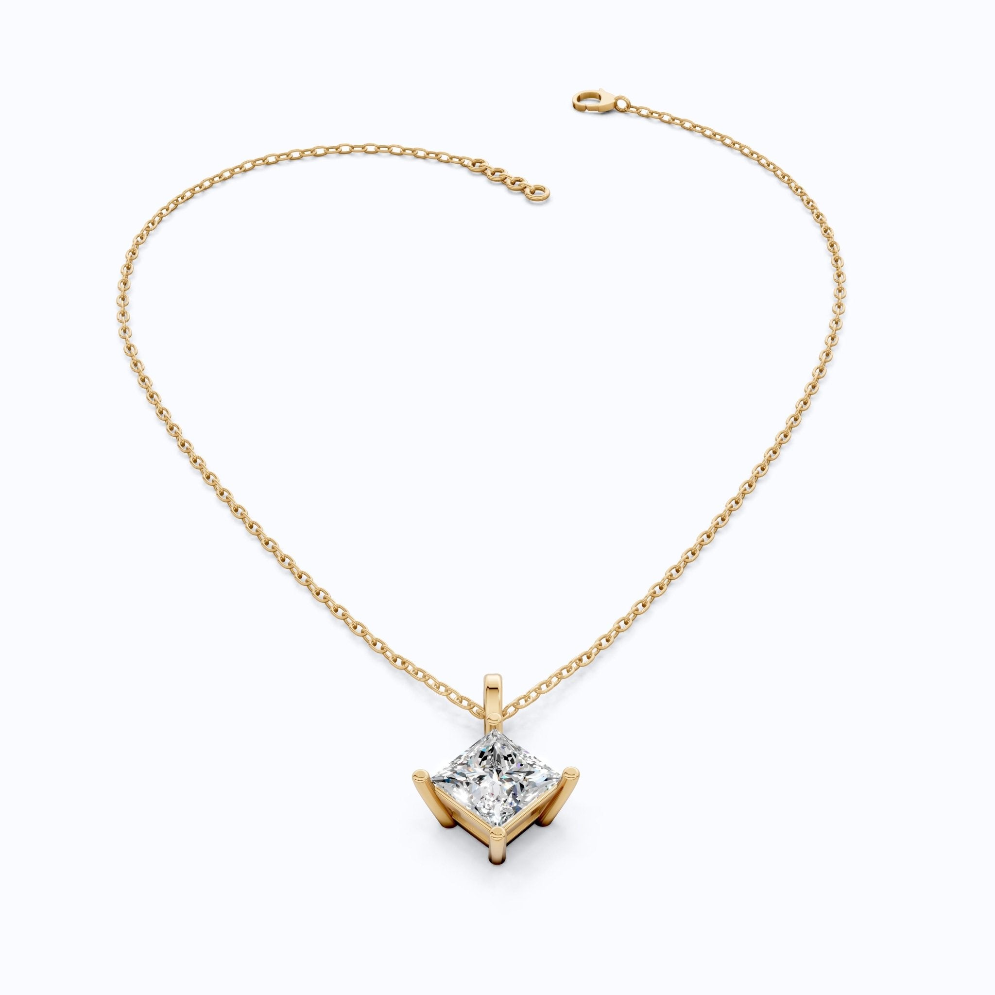 Elegant Princess Solitaire Wedding Pendant in 14k Solid Gold, 2.00 CT Princess Cut Lab Diamond, Bridal Gift, Everyday Pendant - Shoora Designs