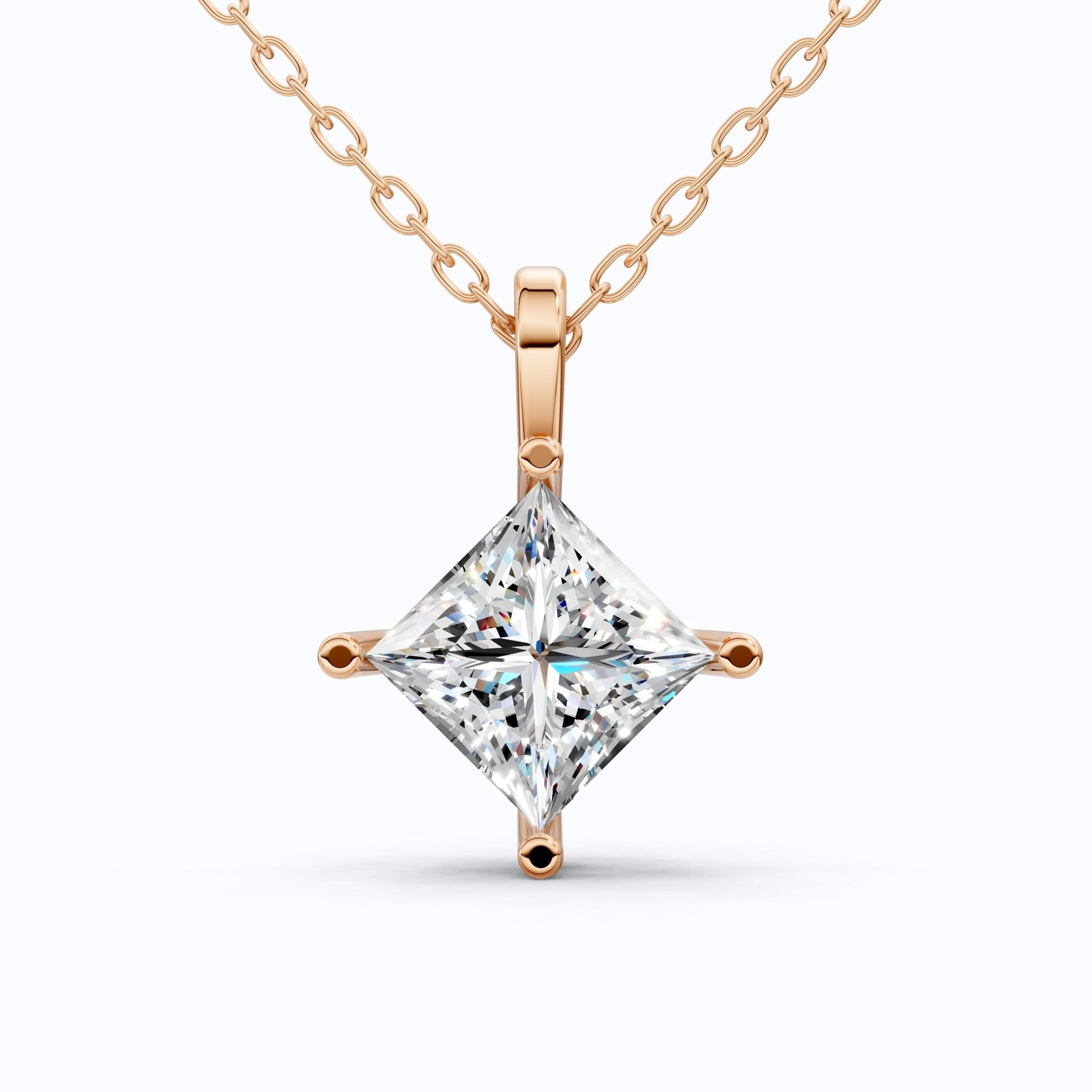 Elegant Princess Solitaire Wedding Pendant in 14k Solid Gold, 2.00 CT Princess Cut Lab Diamond, Bridal Gift, Everyday Pendant - Shoora Designs