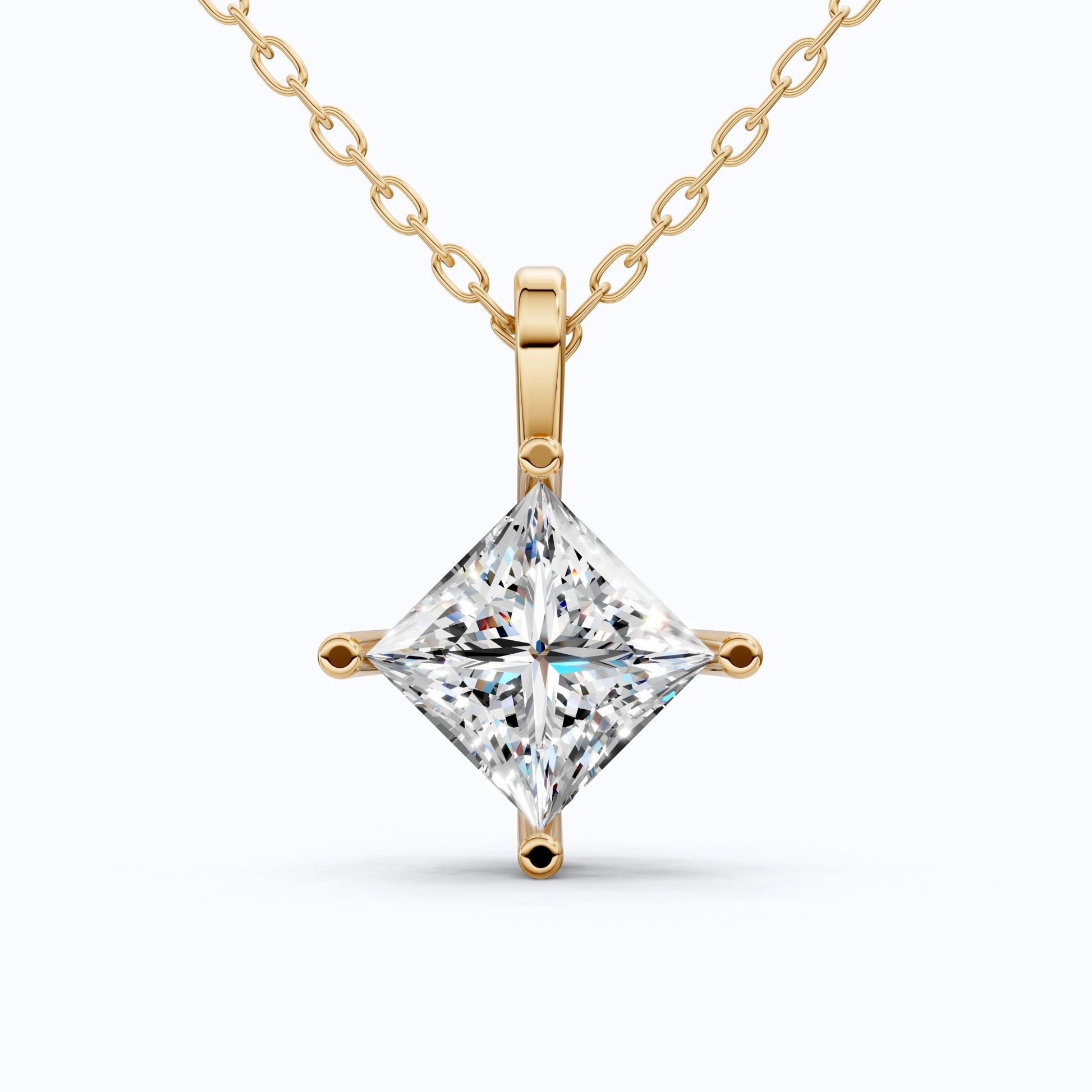 Elegant Princess Solitaire Wedding Pendant in 14k Solid Gold, 2.00 CT Princess Cut Lab Diamond, Bridal Gift, Everyday Pendant - Shoora Designs