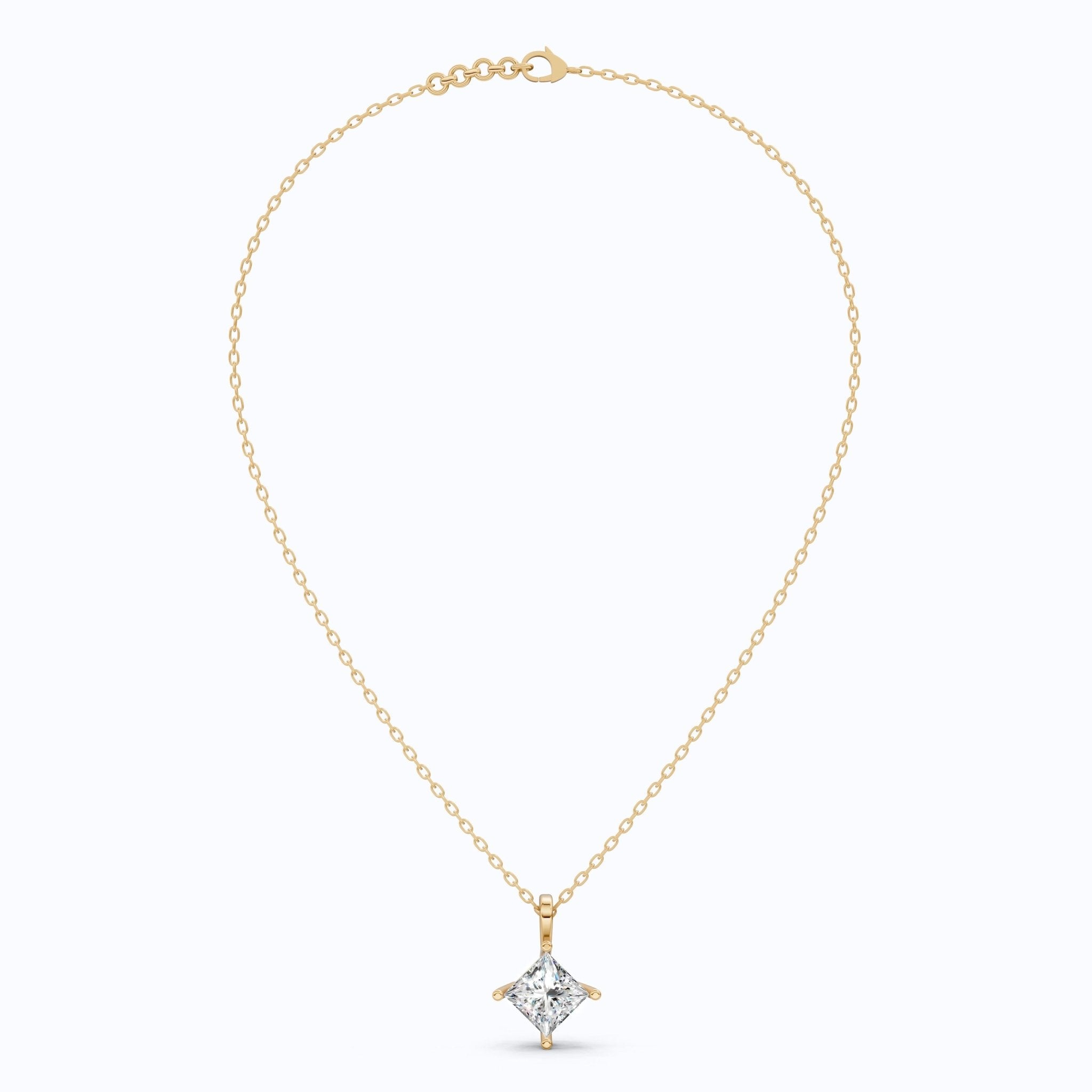 Elegant Princess Solitaire Wedding Pendant in 14k Solid Gold, 2.00 CT Princess Cut Lab Diamond, Bridal Gift, Everyday Pendant - Shoora Designs