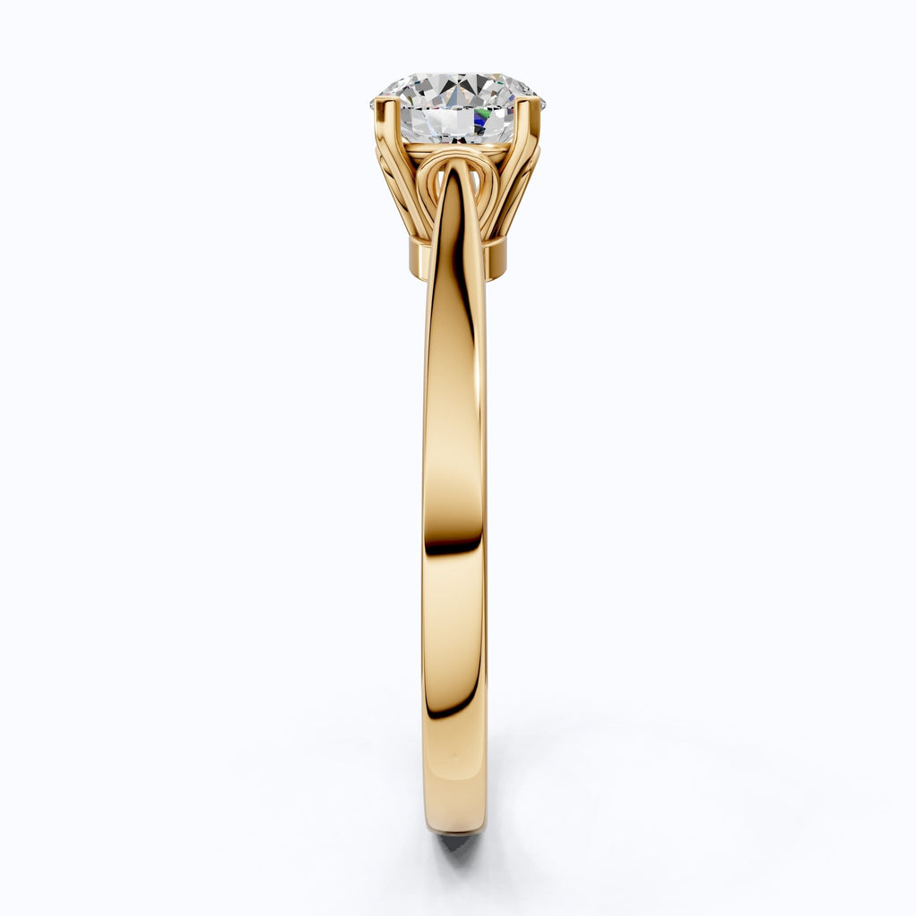 Elegant Solitaire Engagement Ring in 14K Solid Gold, 0.75 CT Round Cut Lab Created Diamond, Wedding Gift for Her, Everyday Ring - Shoora Designs