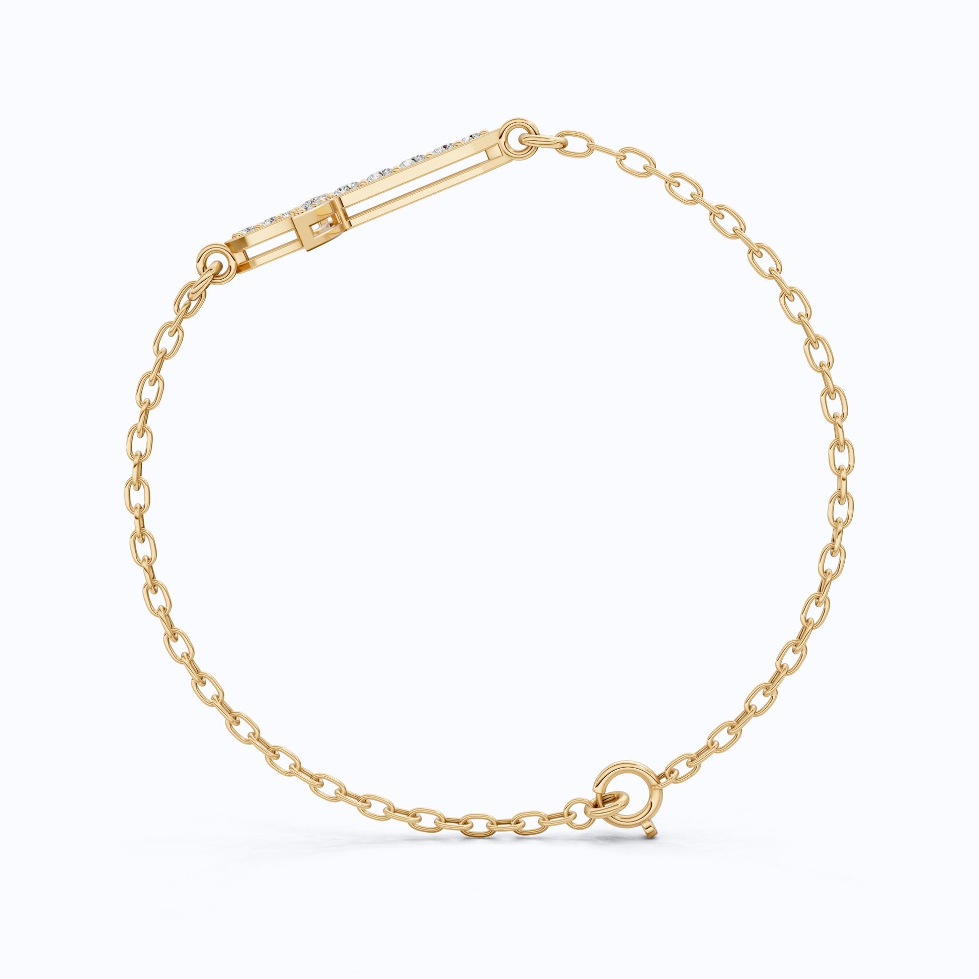 Elegant tapered cross bracelet in 14K Solid Gold, 0.44 TCW Round Cut Lab Created Diamonds, Baptism Bracelet, Unique Gift for Her - Shoora Designs