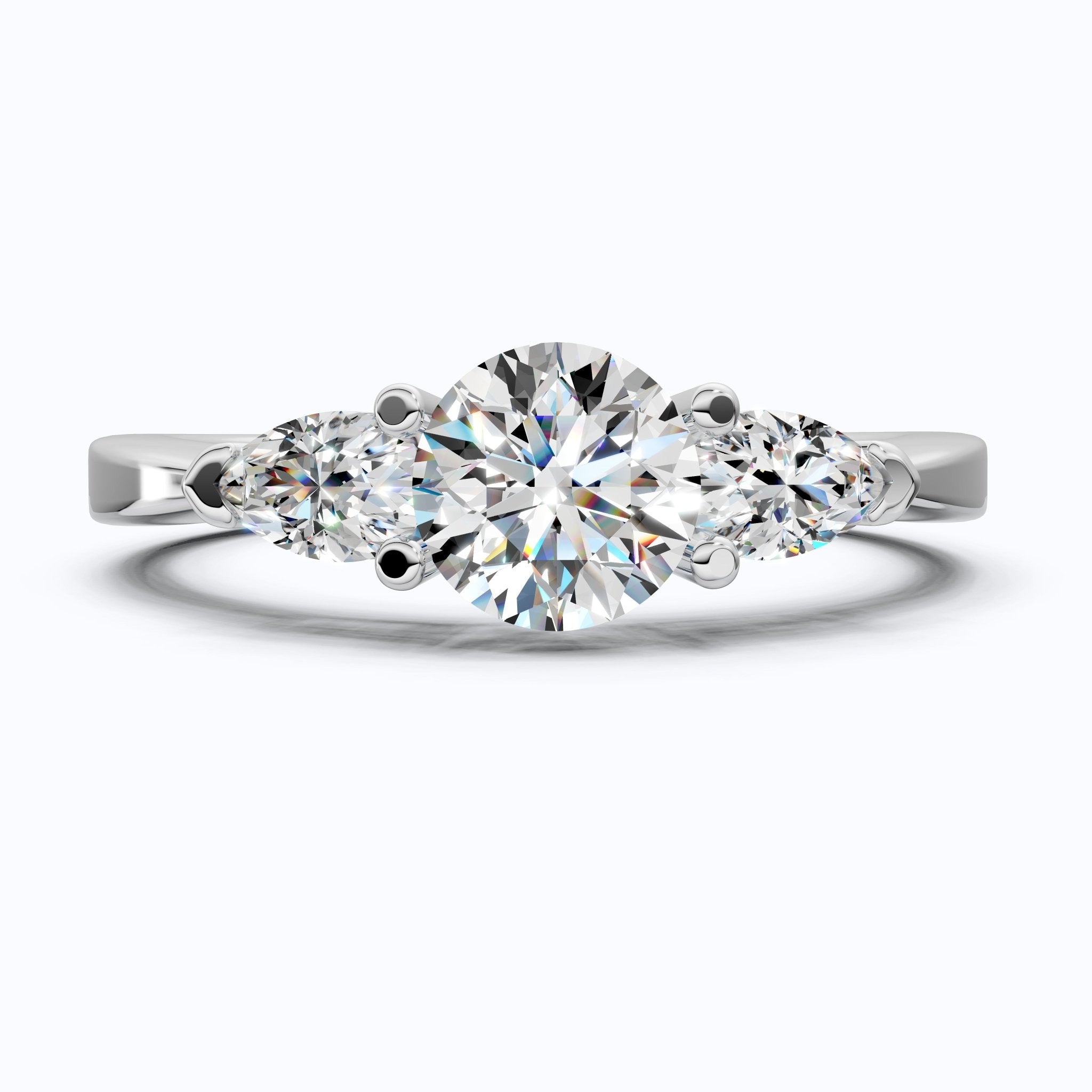 Elegant Three Stone Engagement Ring in 14K Yellow Gold, 1.05 TCW Pear/Round Cut Lab Grown Diamonds, Antique Simple Ring, Anniversary Gift For Her - Shoora Designs