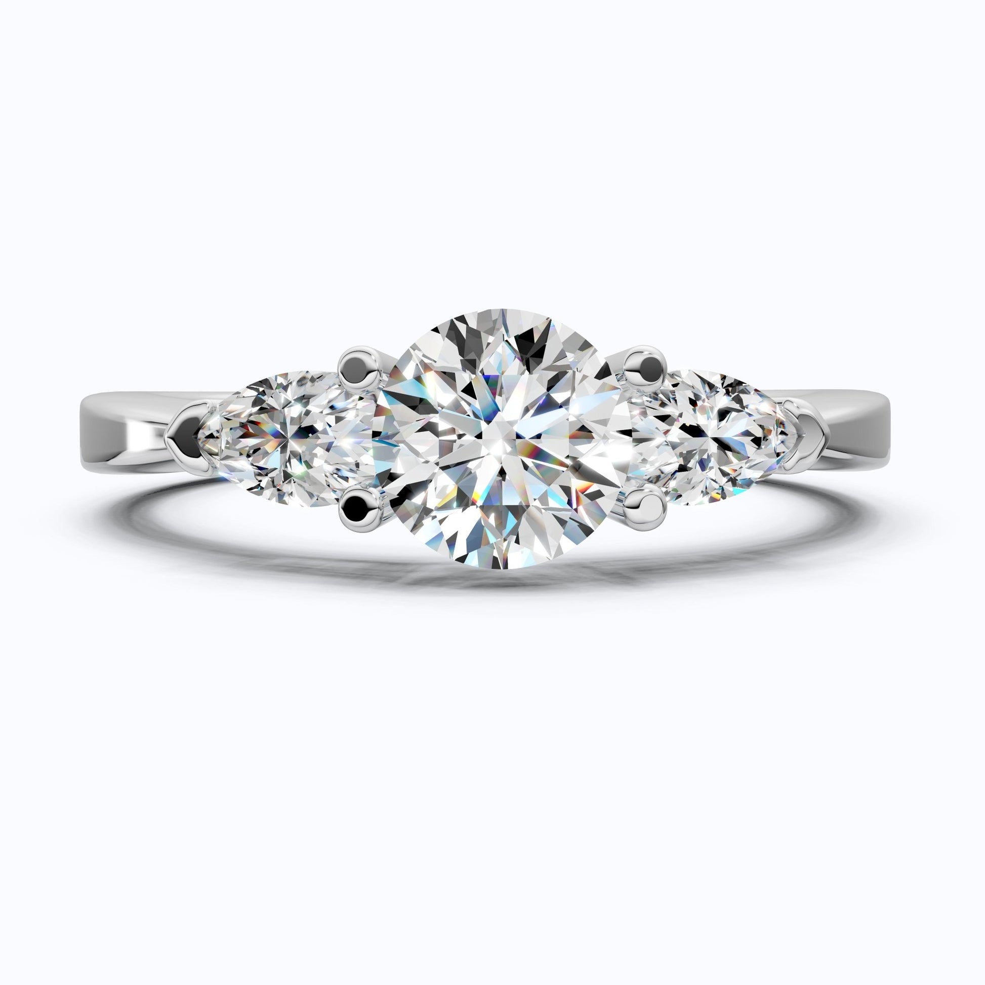 Elegant Three Stone Engagement Ring in 14K Yellow Gold, 1.05 TCW Pear/Round Cut Lab Grown Diamonds, Antique Simple Ring, Anniversary Gift For Her - Shoora Designs