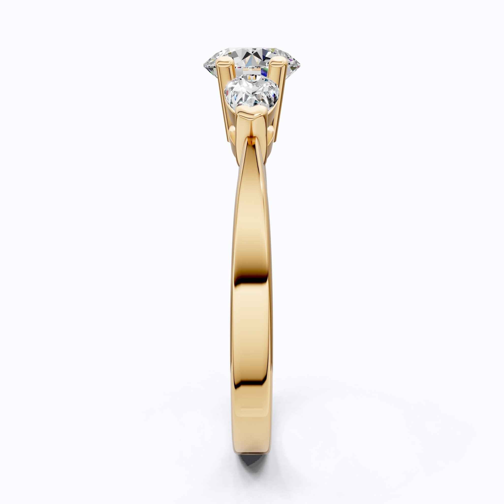 Elegant Three Stone Engagement Ring in 14K Yellow Gold, 1.05 TCW Pear/Round Cut Lab Grown Diamonds, Antique Simple Ring, Anniversary Gift For Her - Shoora Designs