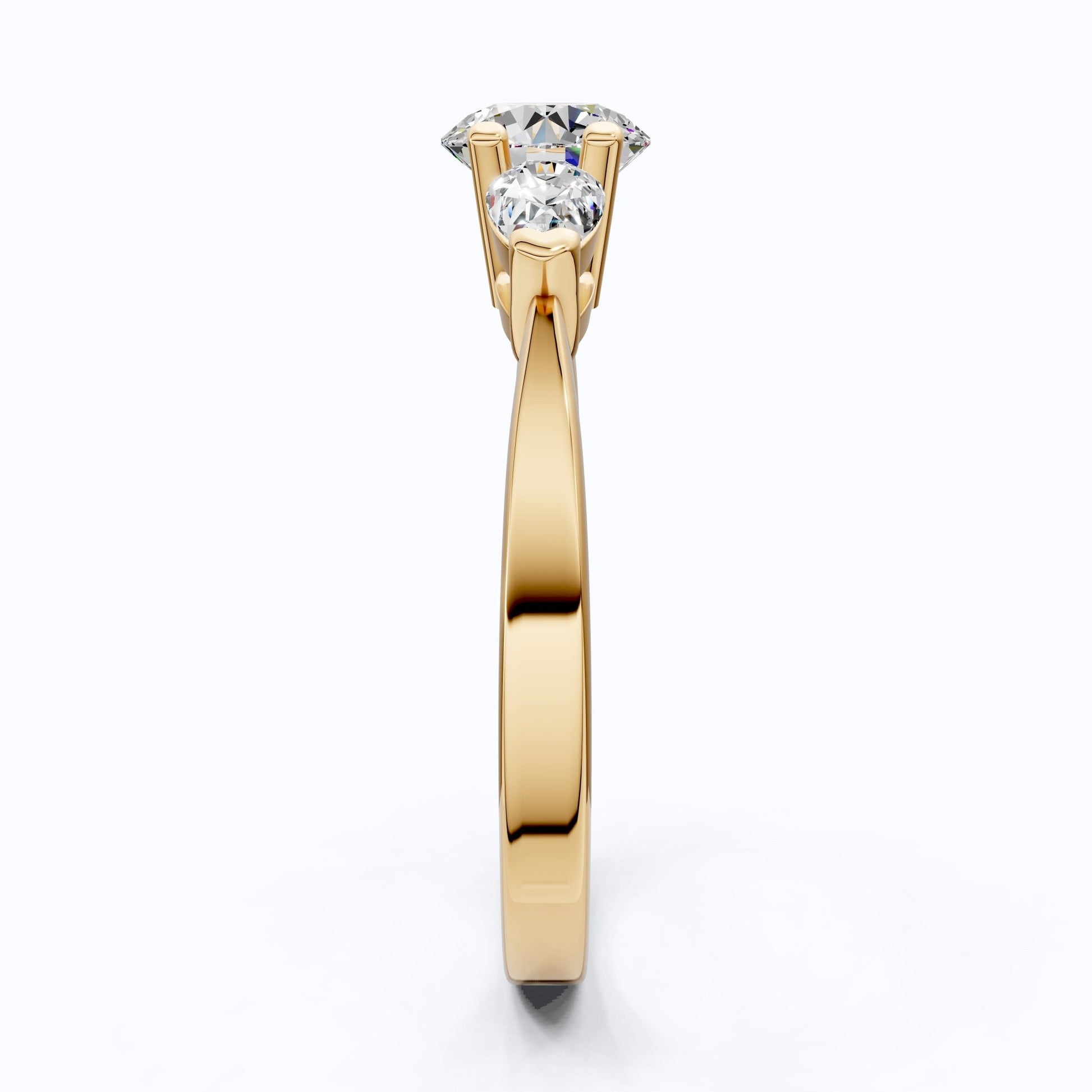 Elegant Three Stone Engagement Ring in 14K Yellow Gold, 1.05 TCW Pear/Round Cut Lab Grown Diamonds, Antique Simple Ring, Anniversary Gift For Her - Shoora Designs