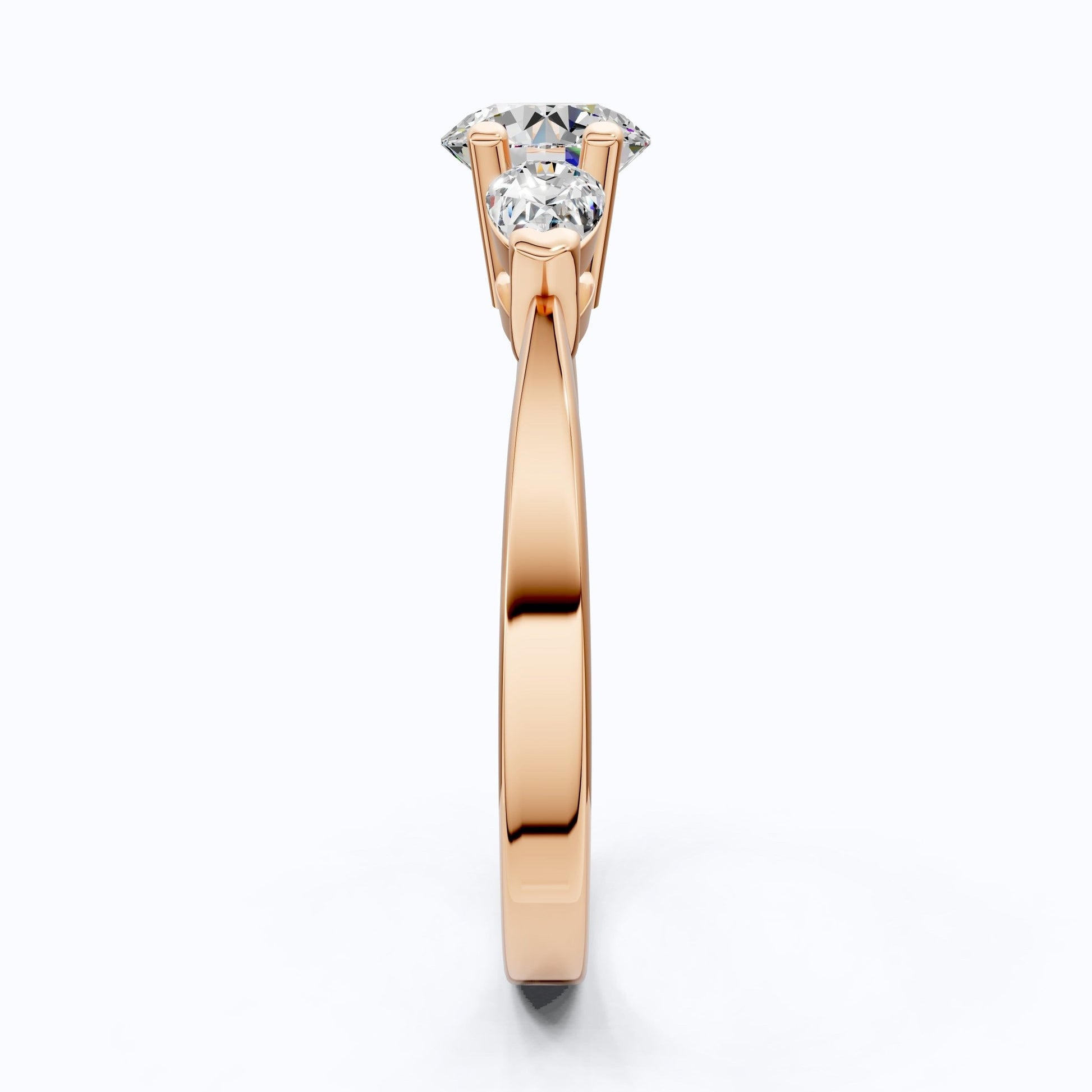 Elegant Three Stone Engagement Ring in 14K Yellow Gold, 1.05 TCW Pear/Round Cut Lab Grown Diamonds, Antique Simple Ring, Anniversary Gift For Her - Shoora Designs