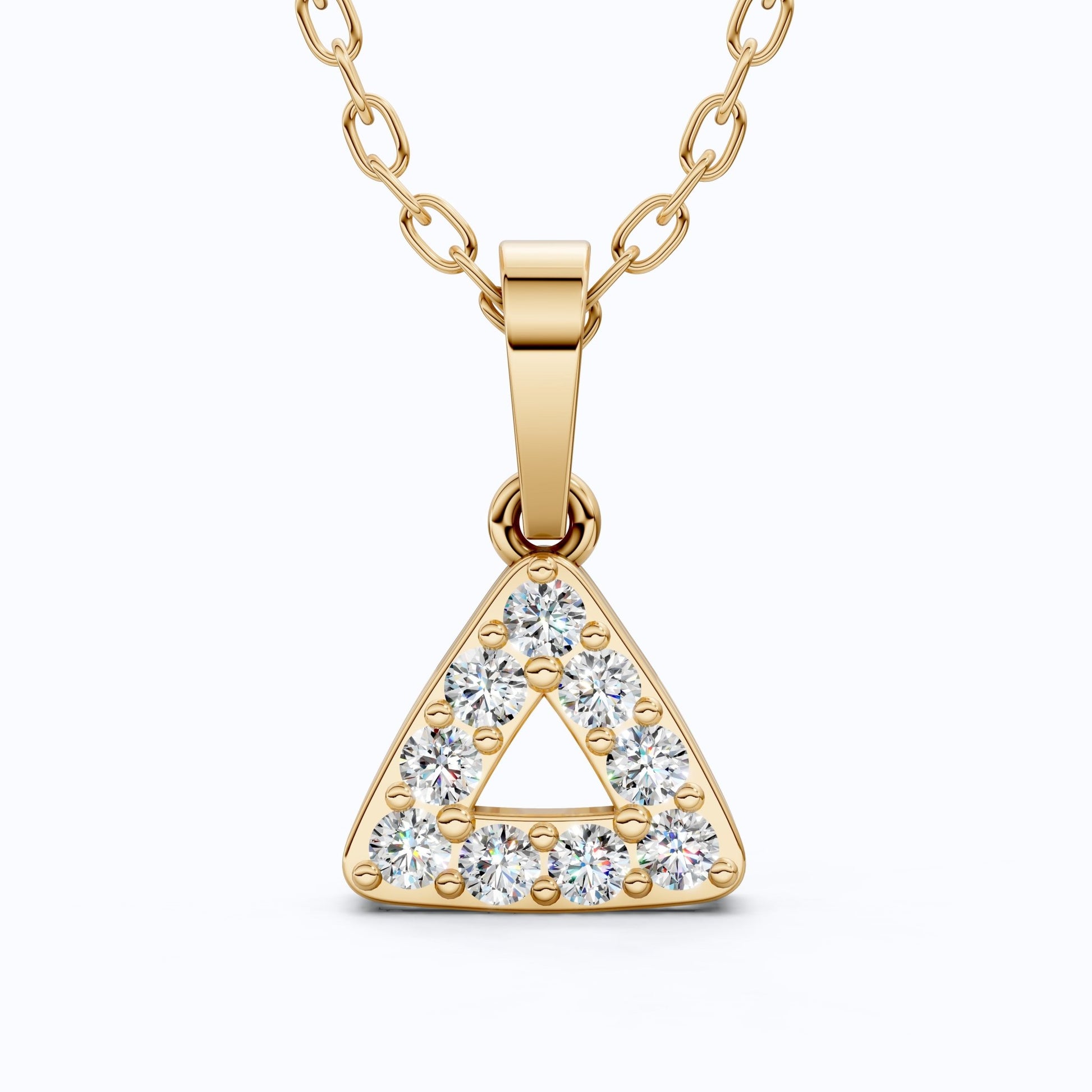 Elegant Triangle Halo Pendant in 14k Solid Gold, 0.23 TCW Round Cut Lab Diamonds, Birthday Gift for Her, Bridesmaid Jewelry - Shoora Designs