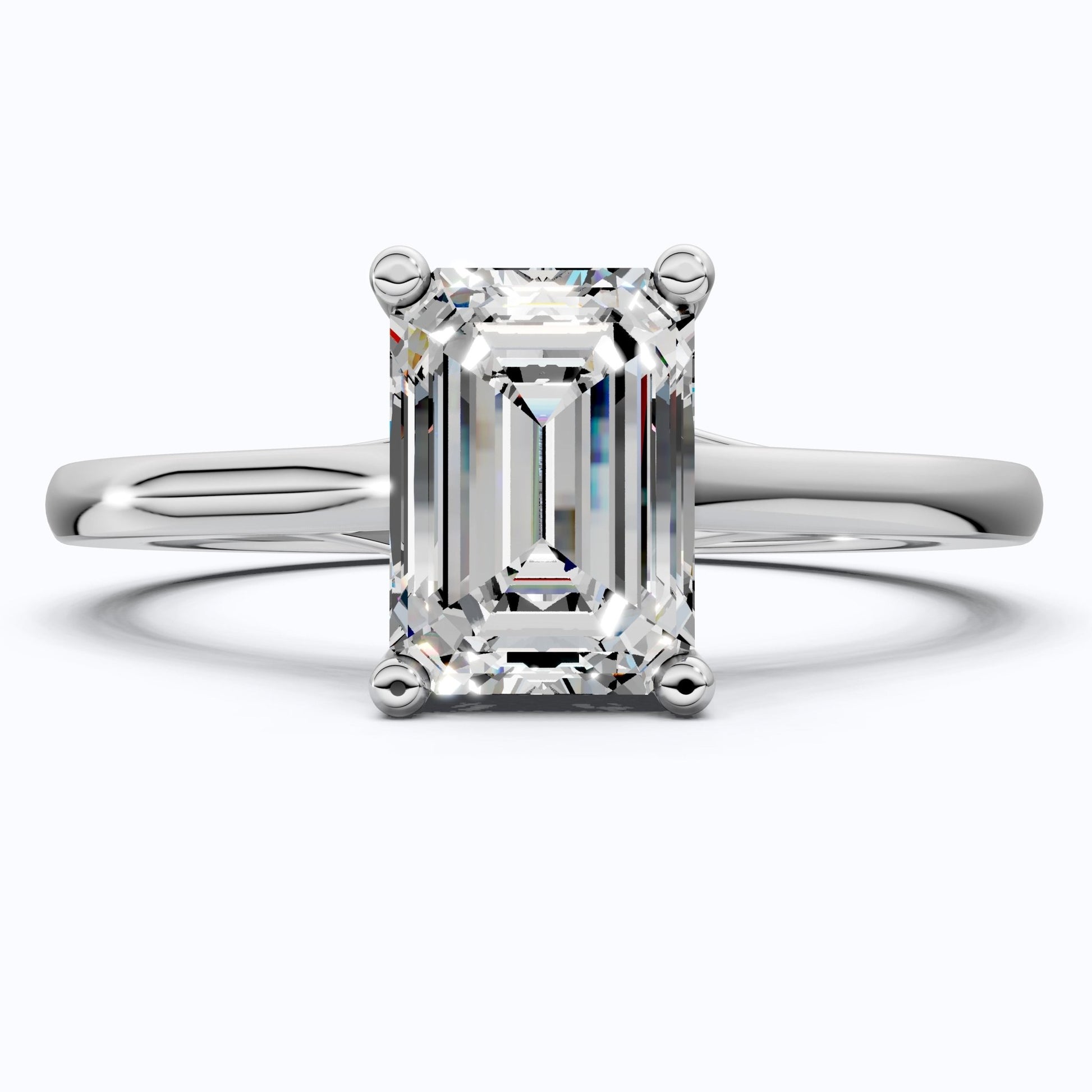 Emerald Cut Solitaire Classic Prong Set Engagement Ring in 14k Solid Gold, 1.00 CT Emerald Cut Lab Grown Diamond, Wedding Gift for Women - Shoora Designs