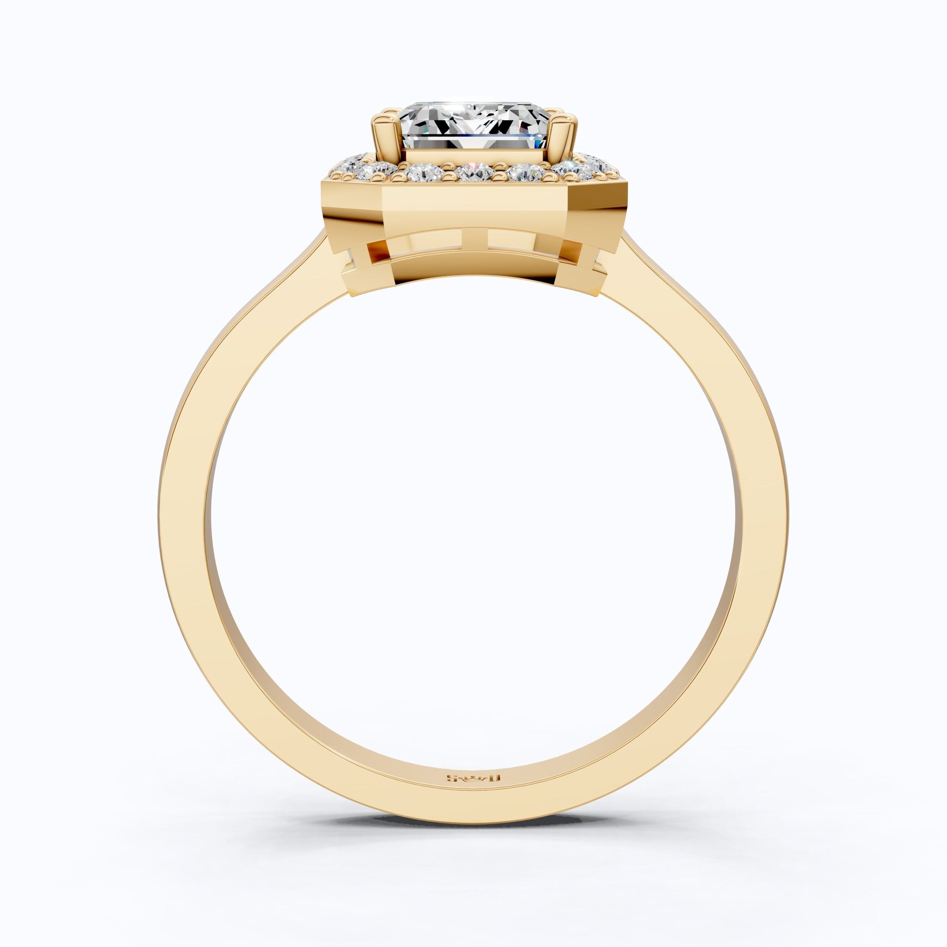 Emerald Halo Art Deco Engagement Ring in Lab Diamond or Moissanite – Solid 9k/14k Gold or Sterling Silver Wedding Ring Gift for Wife, Anniversary GIft - Shoora Designs