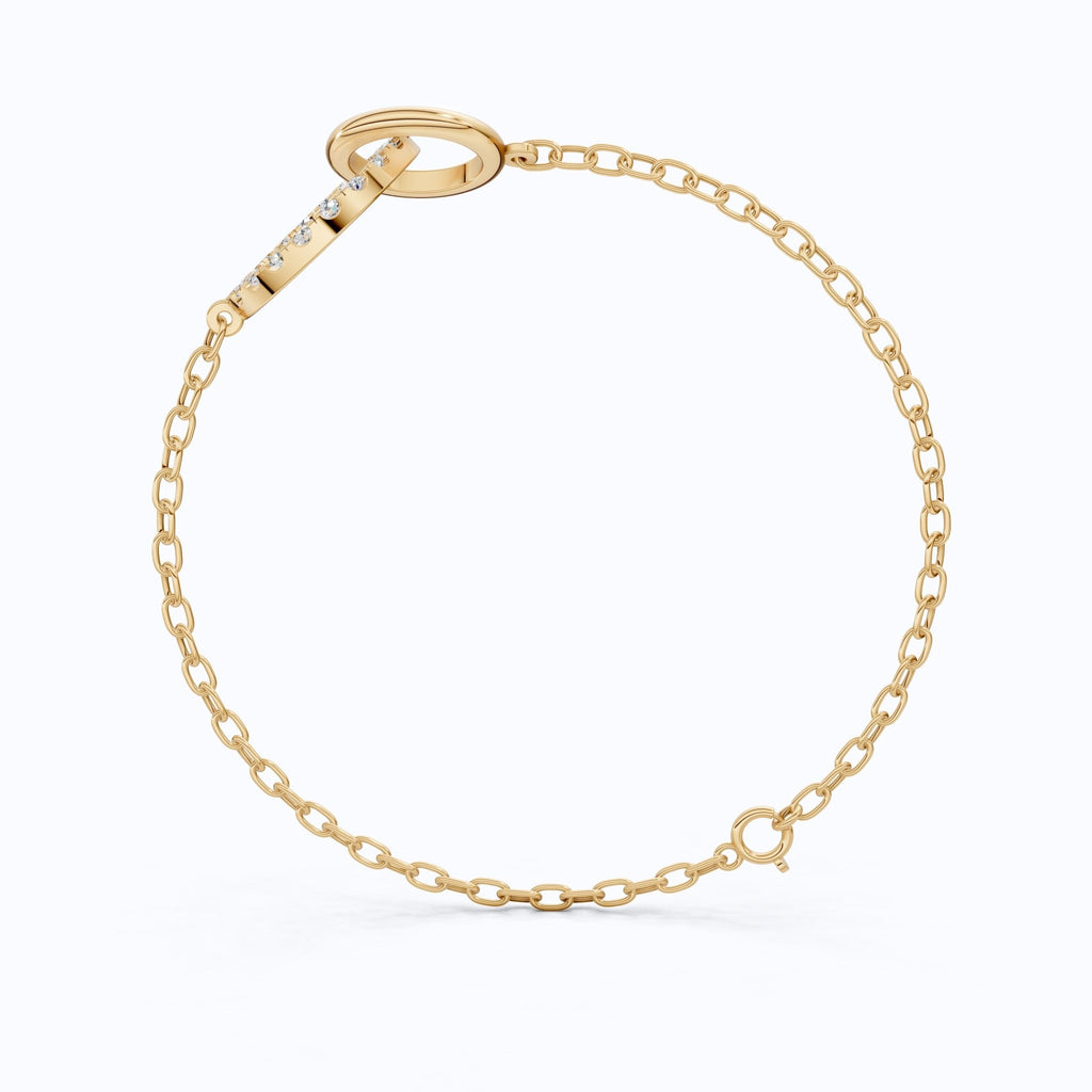 Eternity Double Circle Chain Bracelet in 14K Solid Gold, 0.80 TCW Round Cut Lab Diamonds, Gift for Her, Modern Jewelry - Shoora Designs
