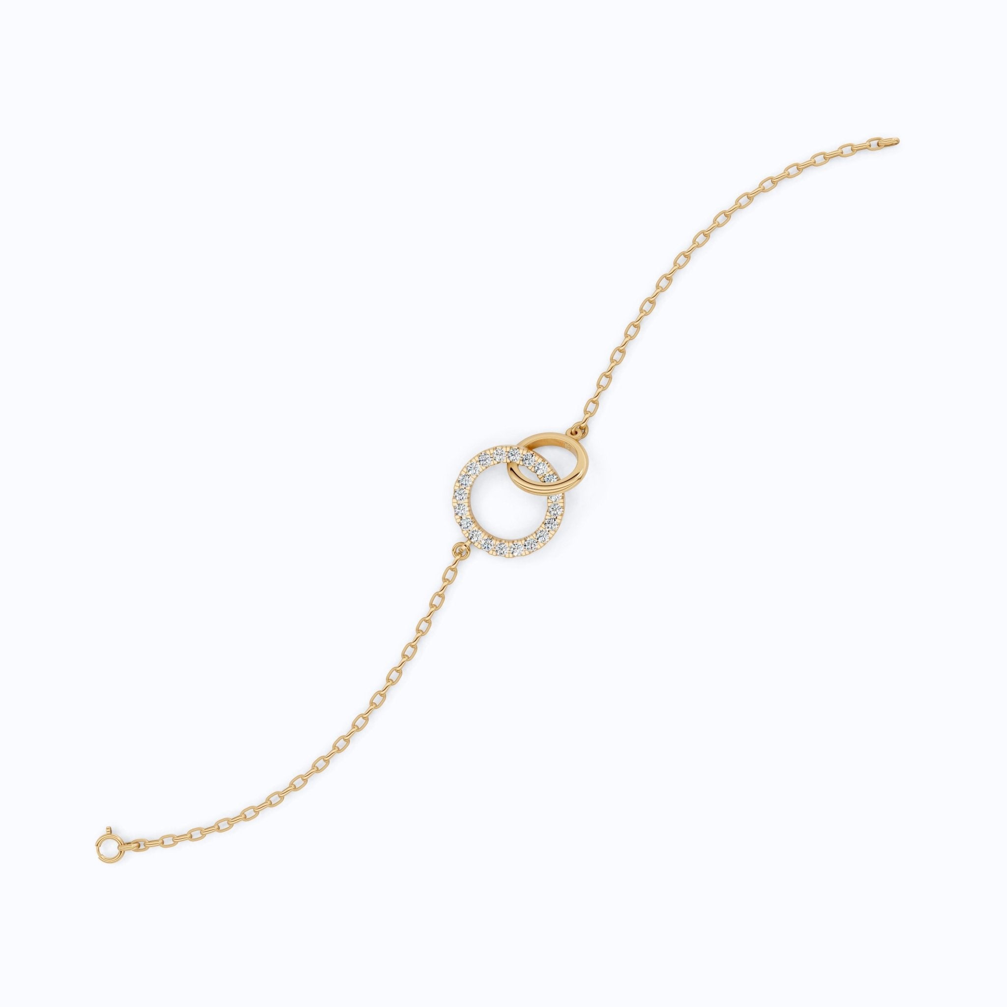 Eternity Double Circle Chain Bracelet in 14K Solid Gold, 0.80 TCW Round Cut Lab Diamonds, Gift for Her, Modern Jewelry - Shoora Designs
