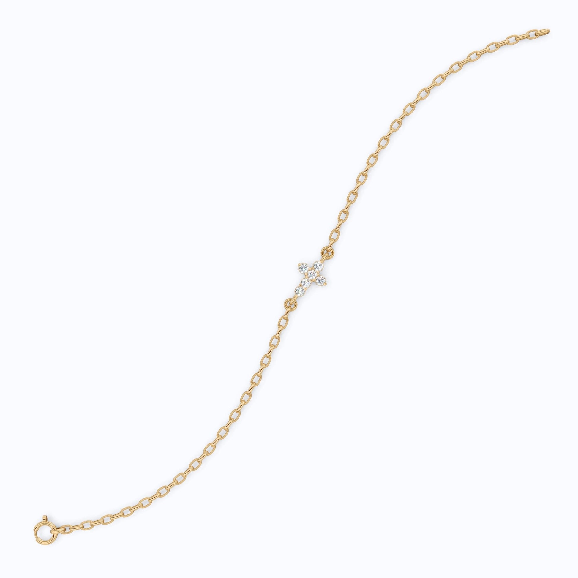 Everyday Jesus Cross Link Bracelet in 14K Solid Gold, 0.21 TCW Round Cut Lab Grown diamonds, Women's Minimal Jewelry, Gift for Her - Shoora Designs