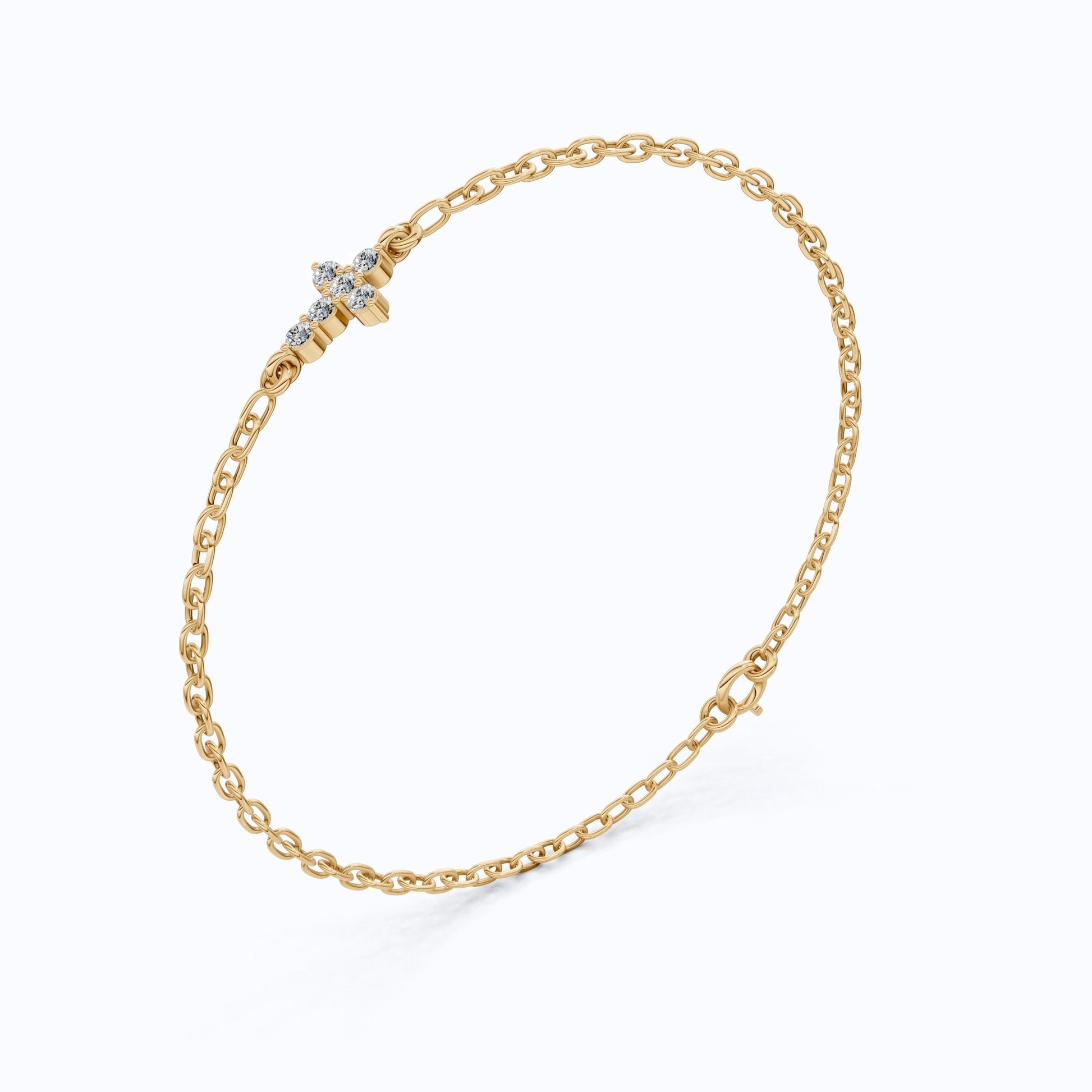 Everyday Jesus Cross Link Bracelet in 14K Solid Gold, 0.21 TCW Round Cut Lab Grown diamonds, Women's Minimal Jewelry, Gift for Her - Shoora Designs
