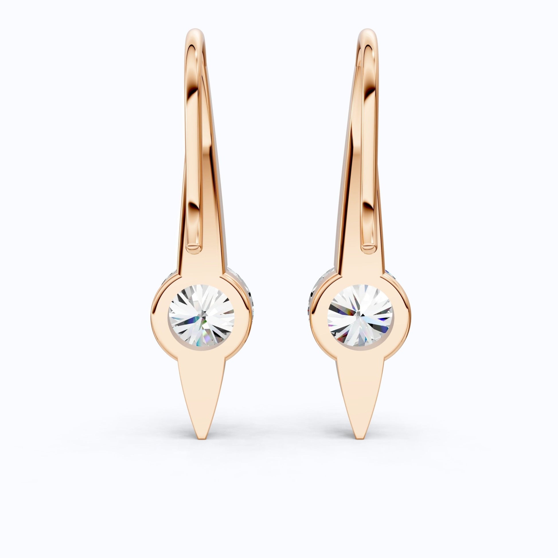 Floating Tension - Style Solitaire Drop Wedding Earrings in 14k Solid Gold, 2.00 TCW Round Cut Lab Grown Diamonds, Anniversary Gift for Wife - Shoora Designs