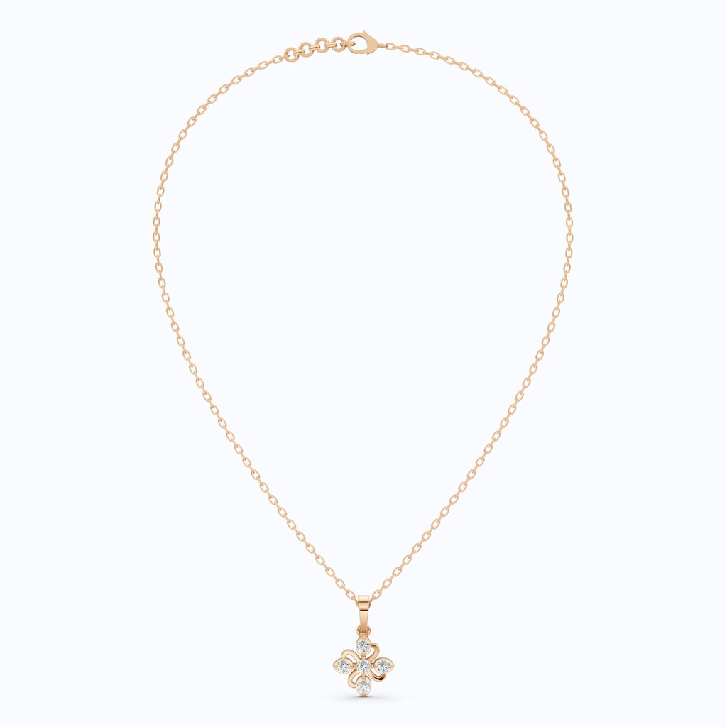 Floral Filigree Everyday Pendant in 14k Solid Gold, 0.25 TCW Round Cut Lab Grown Diamonds, Bridal Pendant, Gift for Women - Shoora Designs