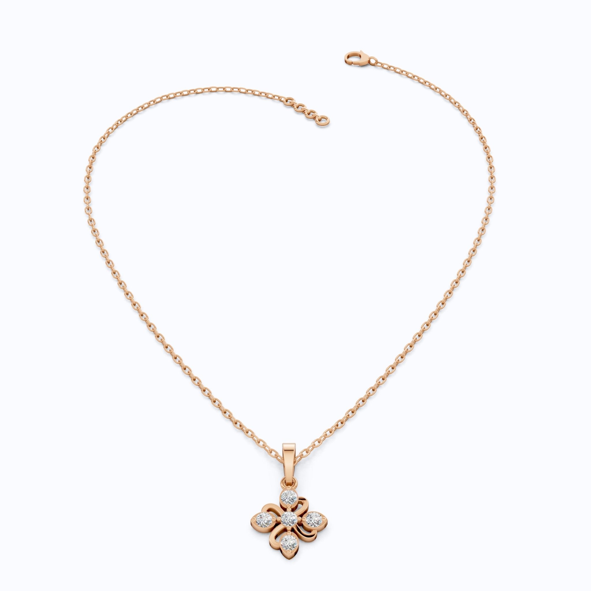 Floral Filigree Everyday Pendant in 14k Solid Gold, 0.25 TCW Round Cut Lab Grown Diamonds, Bridal Pendant, Gift for Women - Shoora Designs