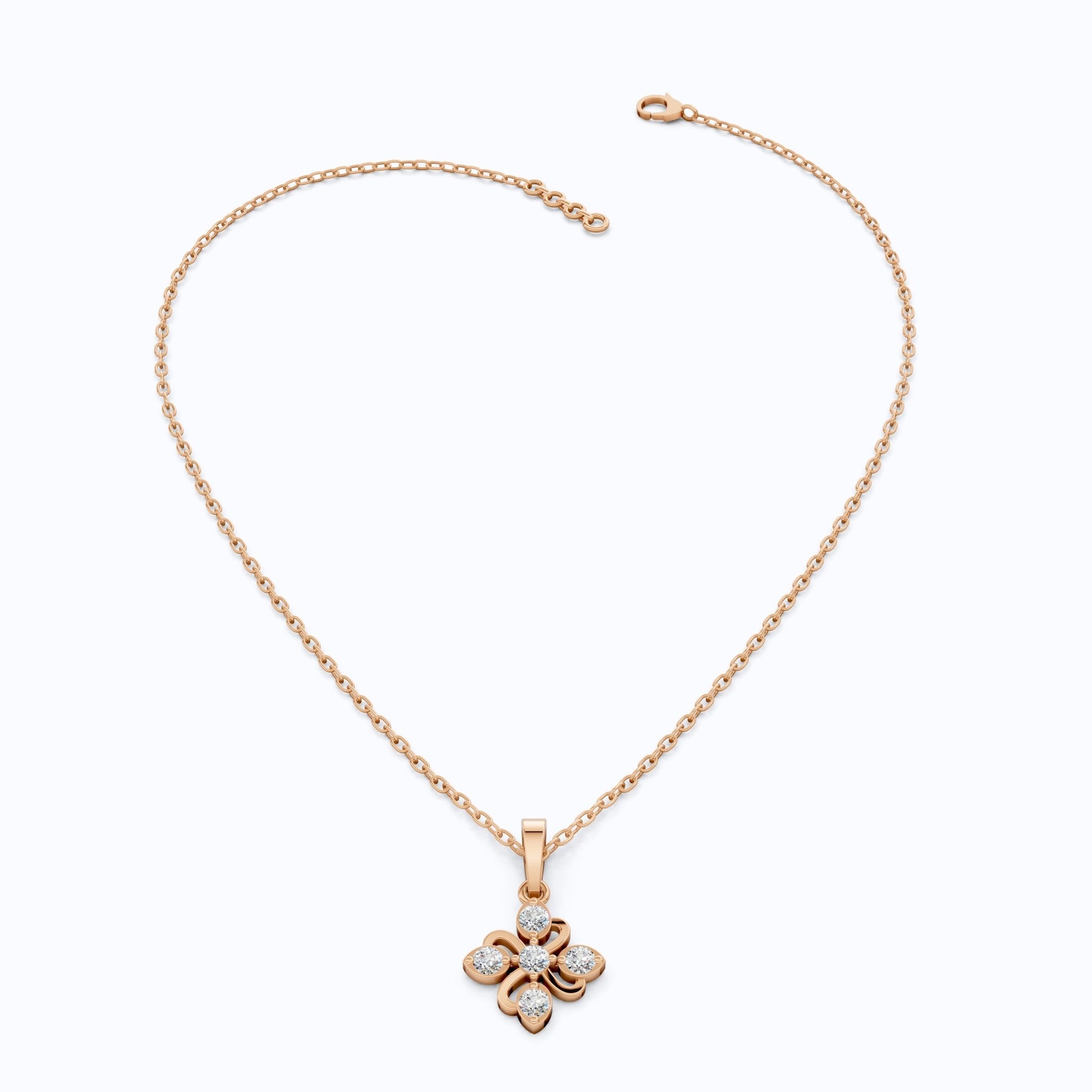 Floral Filigree Everyday Pendant in 14k Solid Gold, 0.25 TCW Round Cut Lab Grown Diamonds, Bridal Pendant, Gift for Women - Shoora Designs