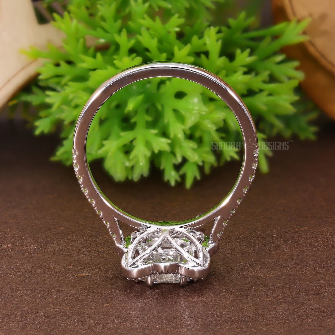 Floral Halo Pave Pie - Cut Wedding Ring in Natural Diamond – 14K Solid Gold, Handmade Bridal Jewelry, Anniversary Gift for Wife, Everyday Ring - Shoora Designs