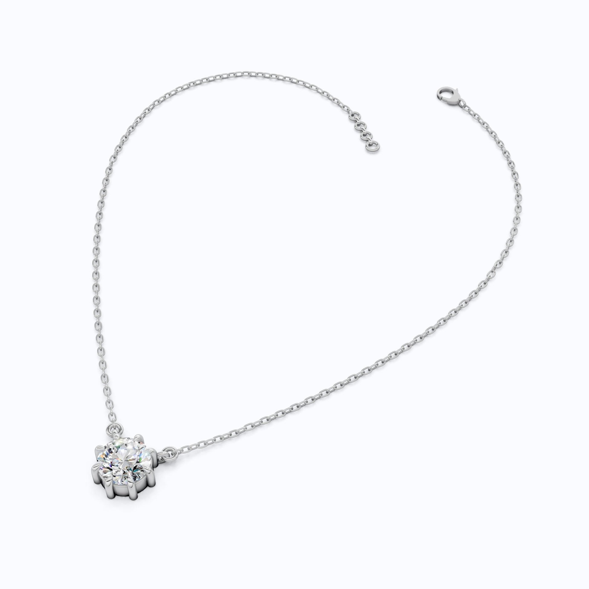 Floral Prong Solitaire Pendant in 14K Yellow Gold, 2.00 CT Round Cut Lab Created Diamond Necklace, Wedding Jewelry, Anniversary Gift for Her - Shoora Designs