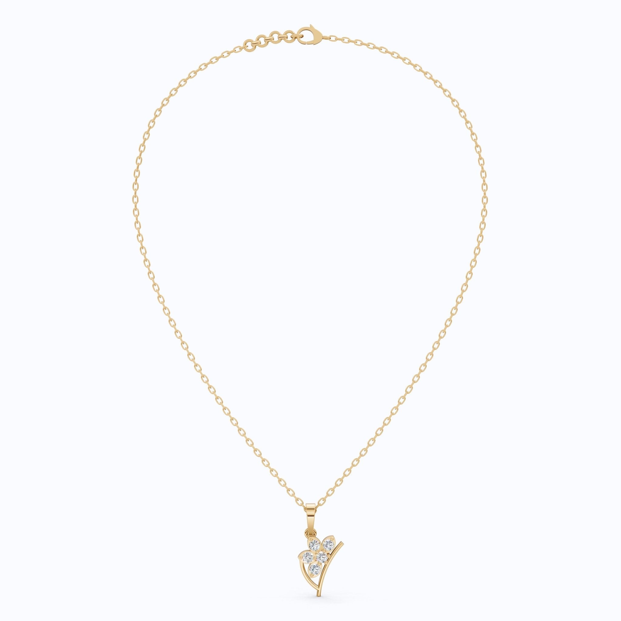 Flower Blossom Cluster Diamond Pendant in 14K Solid Gold, 0.25 TCW Round Cut Lab Diamonds, Birthday Gift for Her, Anniversary Pendant, Bridal Accessory - Shoora Designs