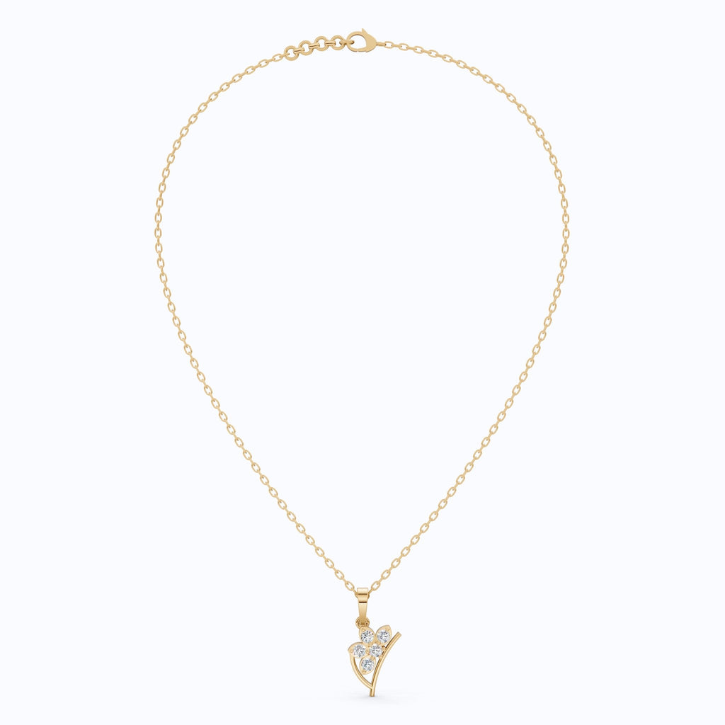 Flower Blossom Cluster Diamond Pendant in 14K Solid Gold, 0.25 TCW Round Cut Lab Diamonds, Birthday Gift for Her, Anniversary Pendant, Bridal Accessory - Shoora Designs