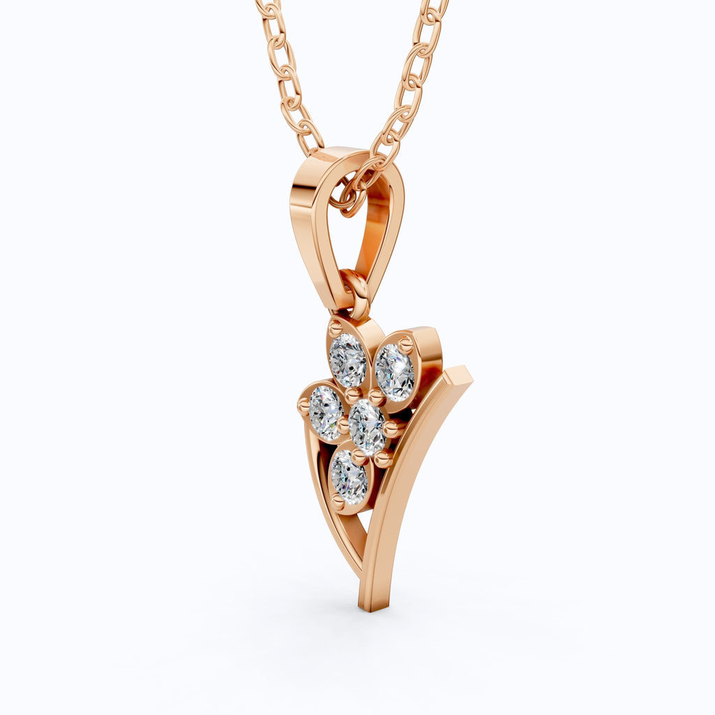 Flower Blossom Cluster Diamond Pendant in 14K Solid Gold, 0.25 TCW Round Cut Lab Diamonds, Birthday Gift for Her, Anniversary Pendant, Bridal Accessory - Shoora Designs