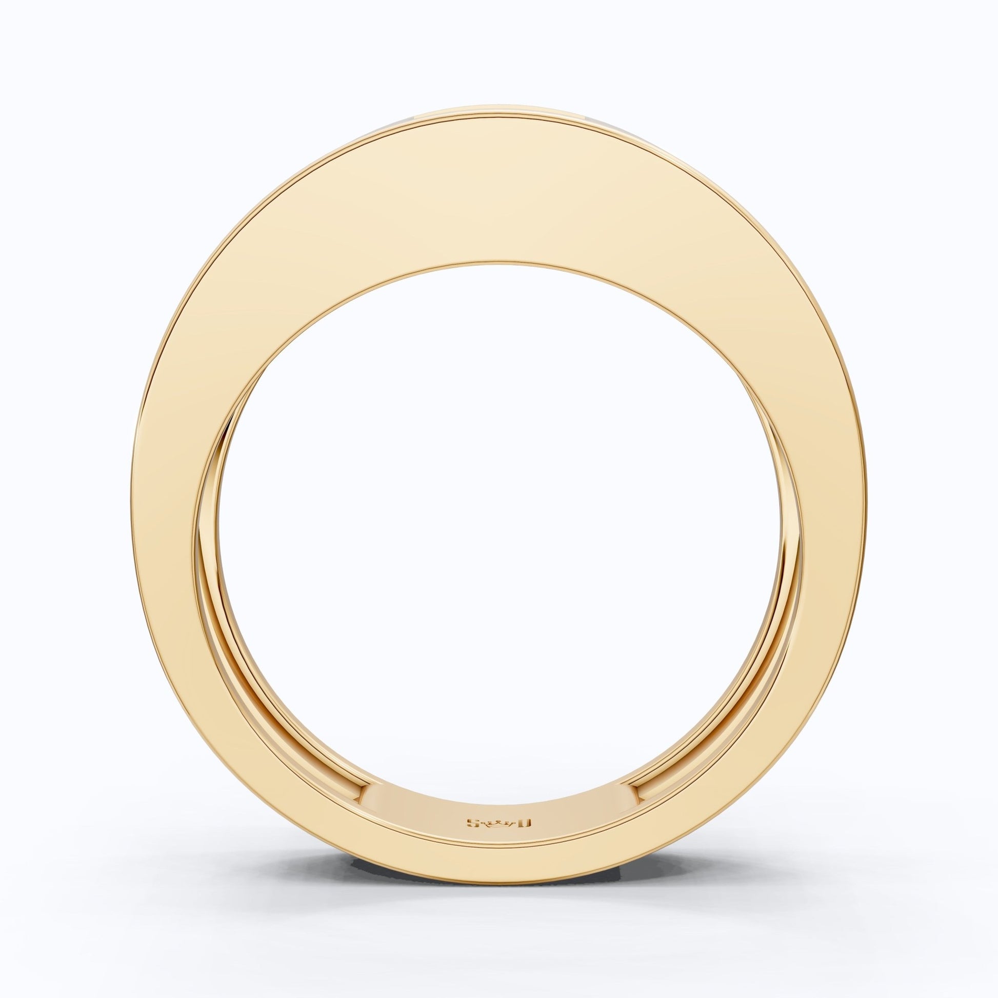 Flush - Set Princess - Cut Men's Wedding Band in 14k Yellow Gold, 1.00 CT Princess Cut Lab Grown Diamond, Engagement Gift for Him - Shoora Designs