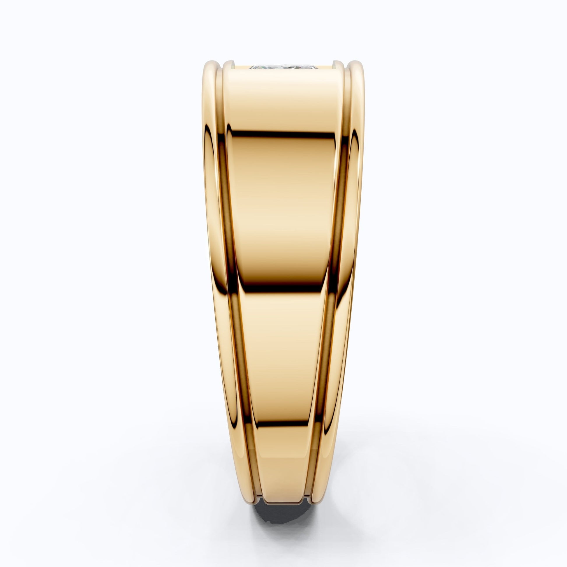 Flush - Set Princess - Cut Men's Wedding Band in 14k Yellow Gold, 1.00 CT Princess Cut Lab Grown Diamond, Engagement Gift for Him - Shoora Designs