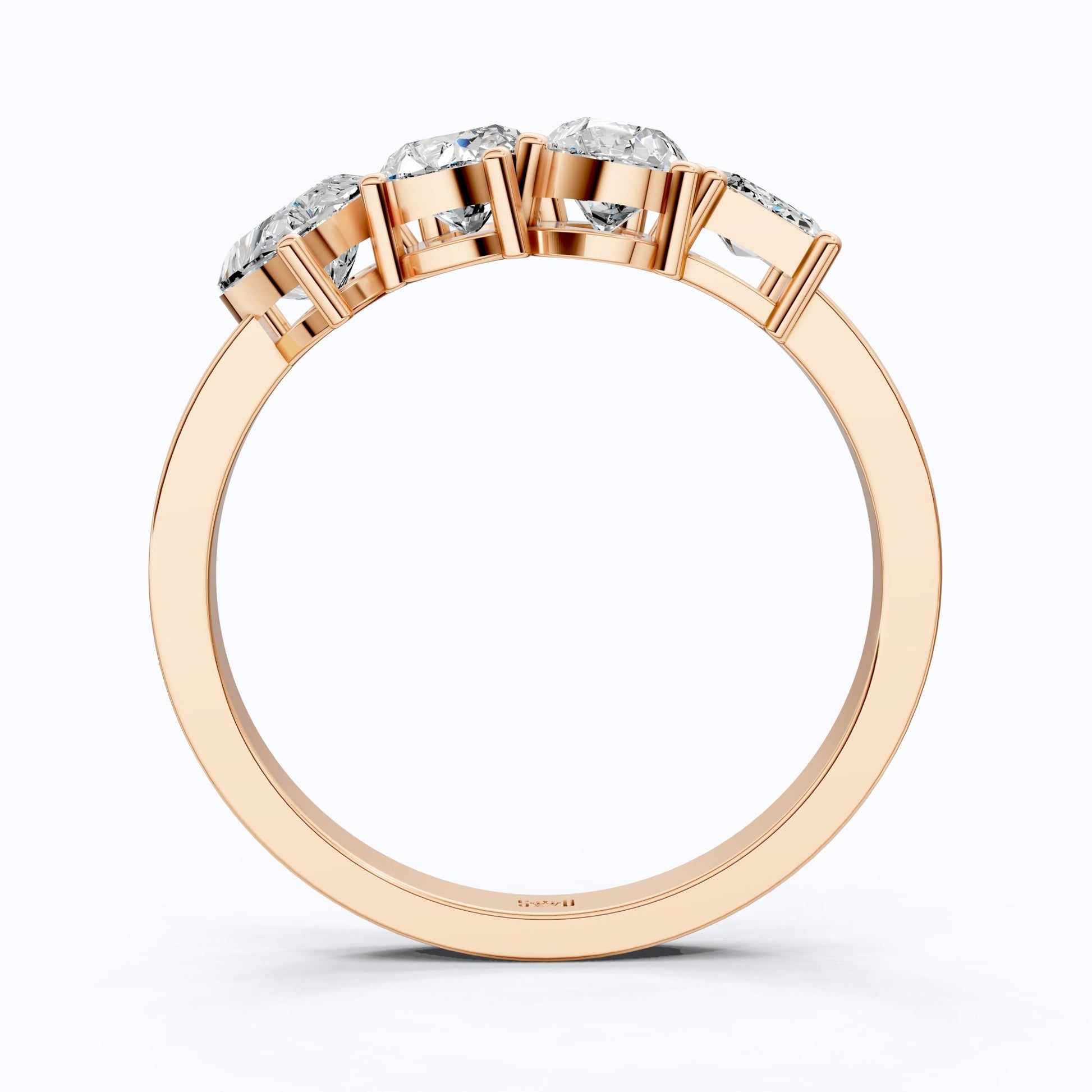 Four Stone East - West Engagement Ring in 14K Solid Gold, 1.99 TCW Heart/Oval/Pear/Emerald Cut Lab Grown Diamonds, Wedding Gift for Wife, Bridal Jewelry - Shoora Designs