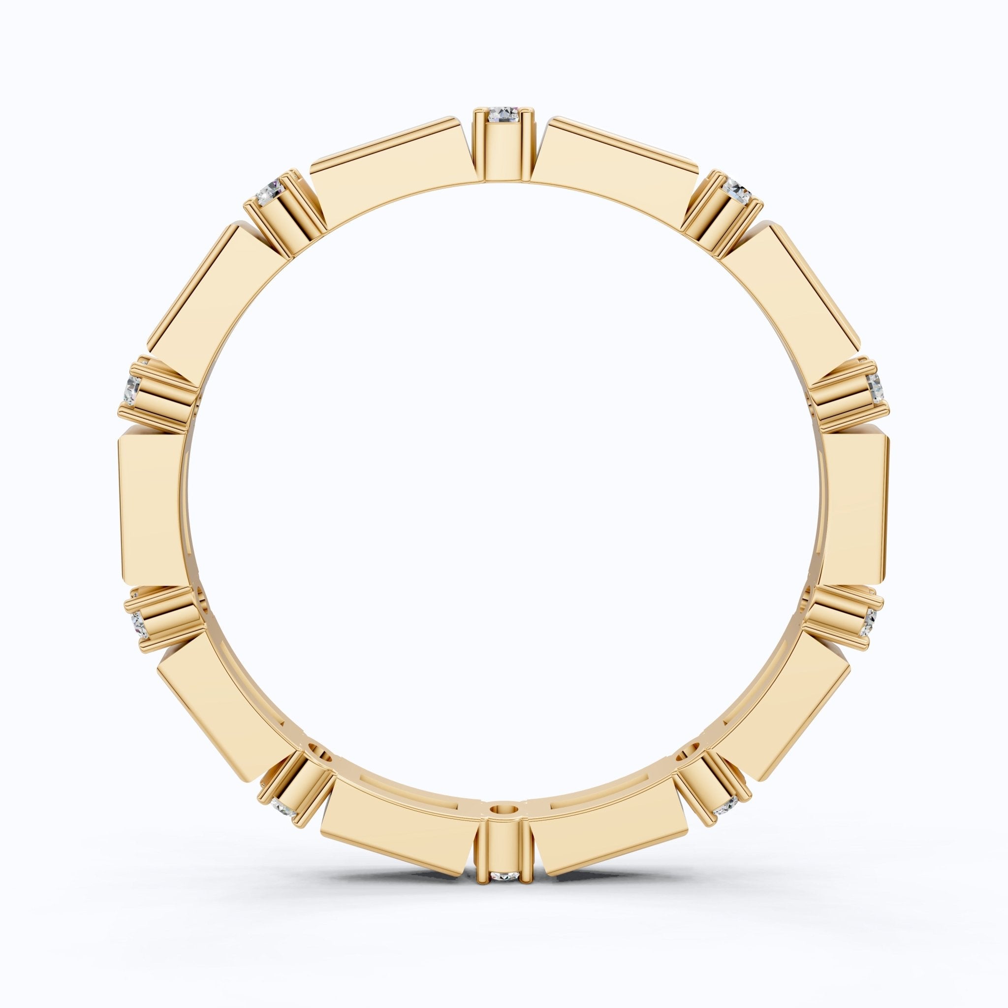 Geometric Eternity Wedding Band in 14k Solid Gold, 0.13 TCW Round Cut Diamonds, Stackable Wedding Ring Gift for Women, Simple Band - Shoora Designs