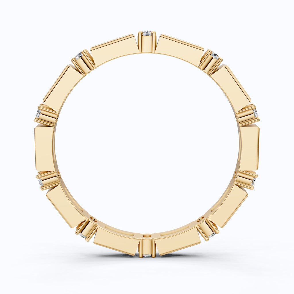 Geometric Eternity Wedding Band in 14k Solid Gold, 0.13 TCW Round Cut Diamonds, Stackable Wedding Ring Gift for Women, Simple Band - Shoora Designs