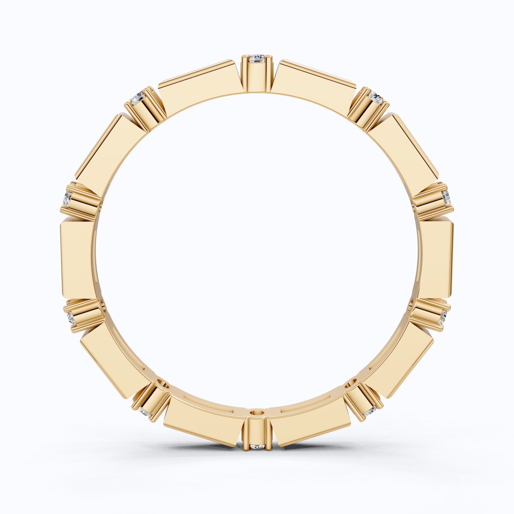 Geometric Eternity Wedding Band in 14k Solid Gold, 0.13 TCW Round Cut Diamonds, Stackable Wedding Ring Gift for Women, Simple Band - Shoora Designs