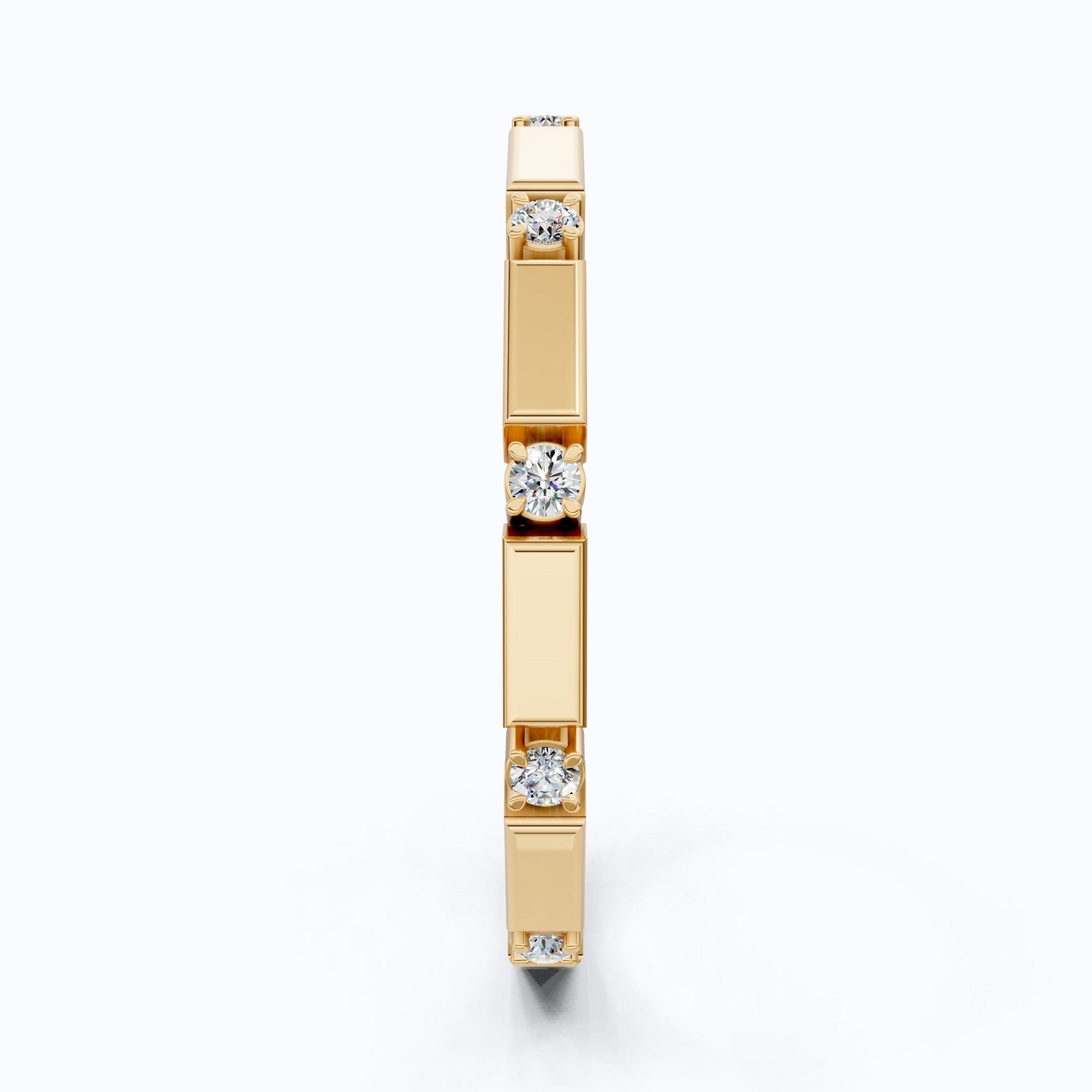 Geometric Eternity Wedding Band in 14k Solid Gold, 0.13 TCW Round Cut Diamonds, Stackable Wedding Ring Gift for Women, Simple Band - Shoora Designs